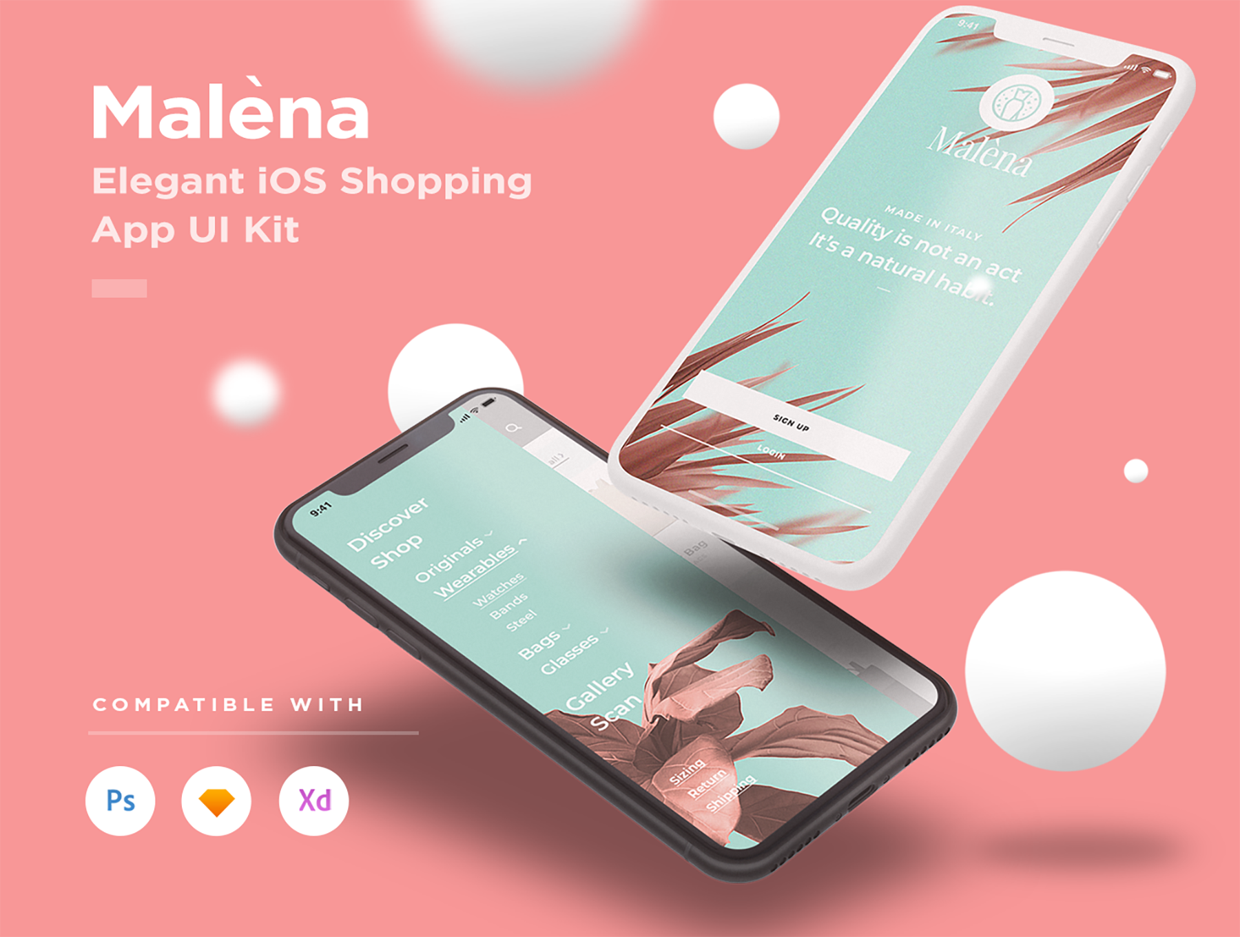 多彩优雅服装包包购物电商iOS APP UI工具包 Malèna iOS UI Kit_img_2