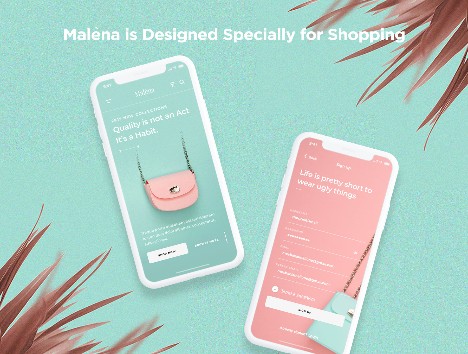 多彩优雅服装包包购物电商iOS APP UI工具包 Malèna iOS UI Kit_img_2