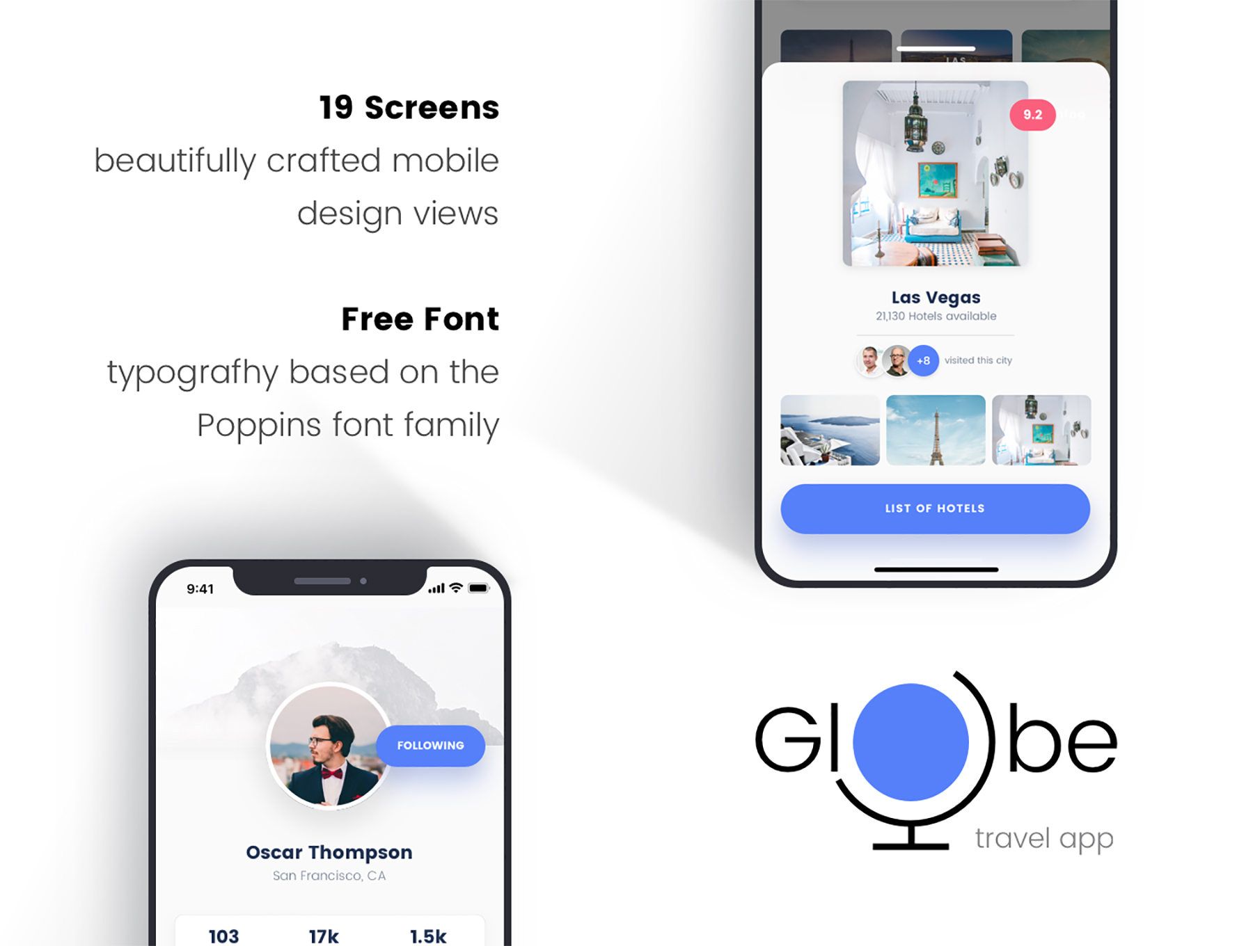 时尚旅行摄影交友iOS APP应用程序UI设计工具包 Globe Travel App UI Kits_img_2