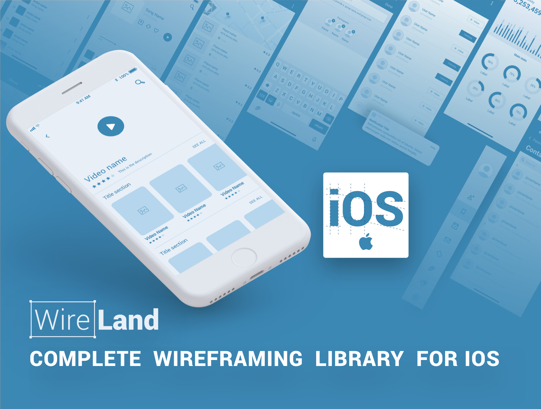 超巨量线框数据表iOS UI工具包 Wireland for iOS APP UI KITS_img_2