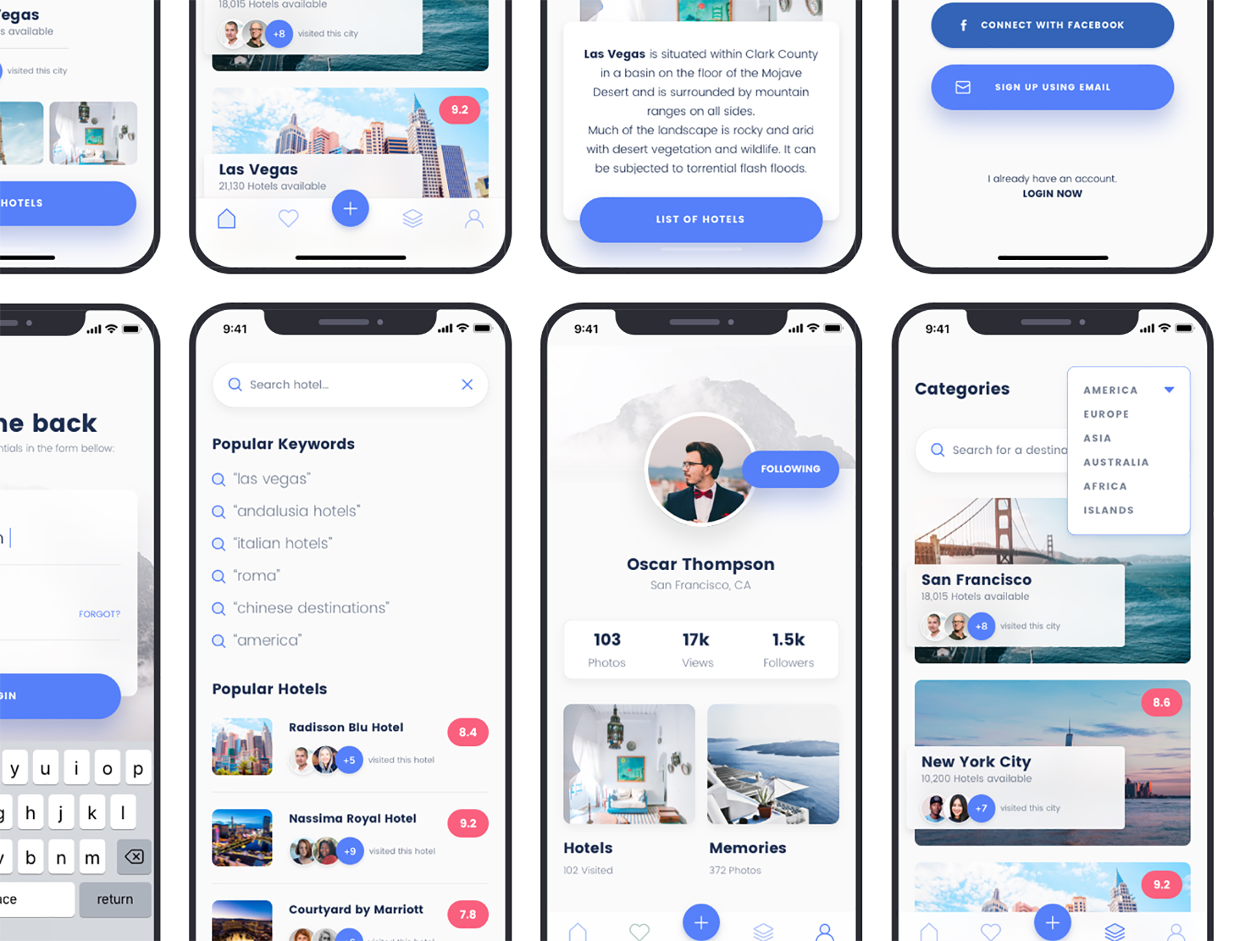 时尚旅行摄影交友iOS APP应用程序UI设计工具包 Globe Travel App UI Kits_img_2