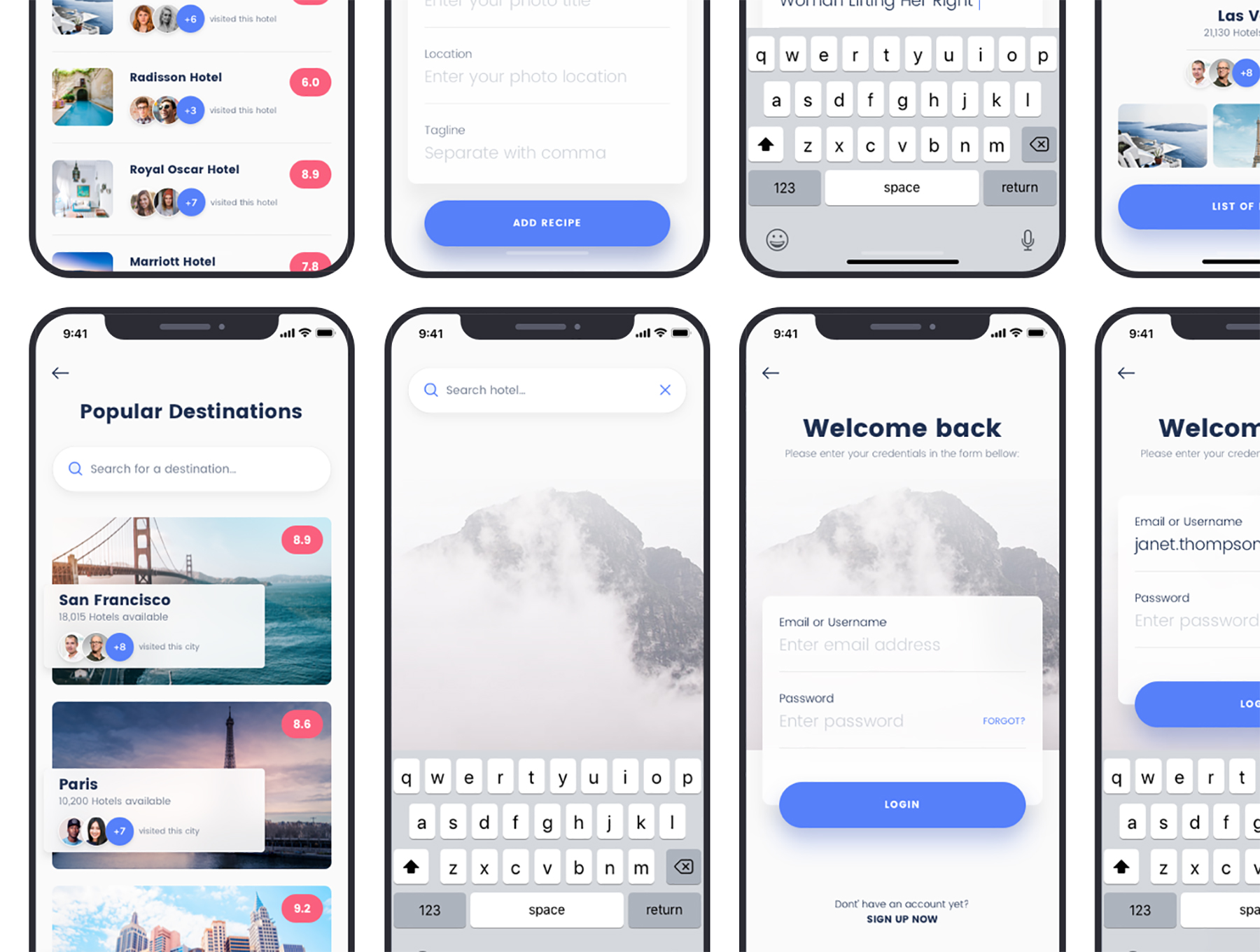 时尚旅行摄影交友iOS APP应用程序UI设计工具包 Globe Travel App UI Kits_img_2