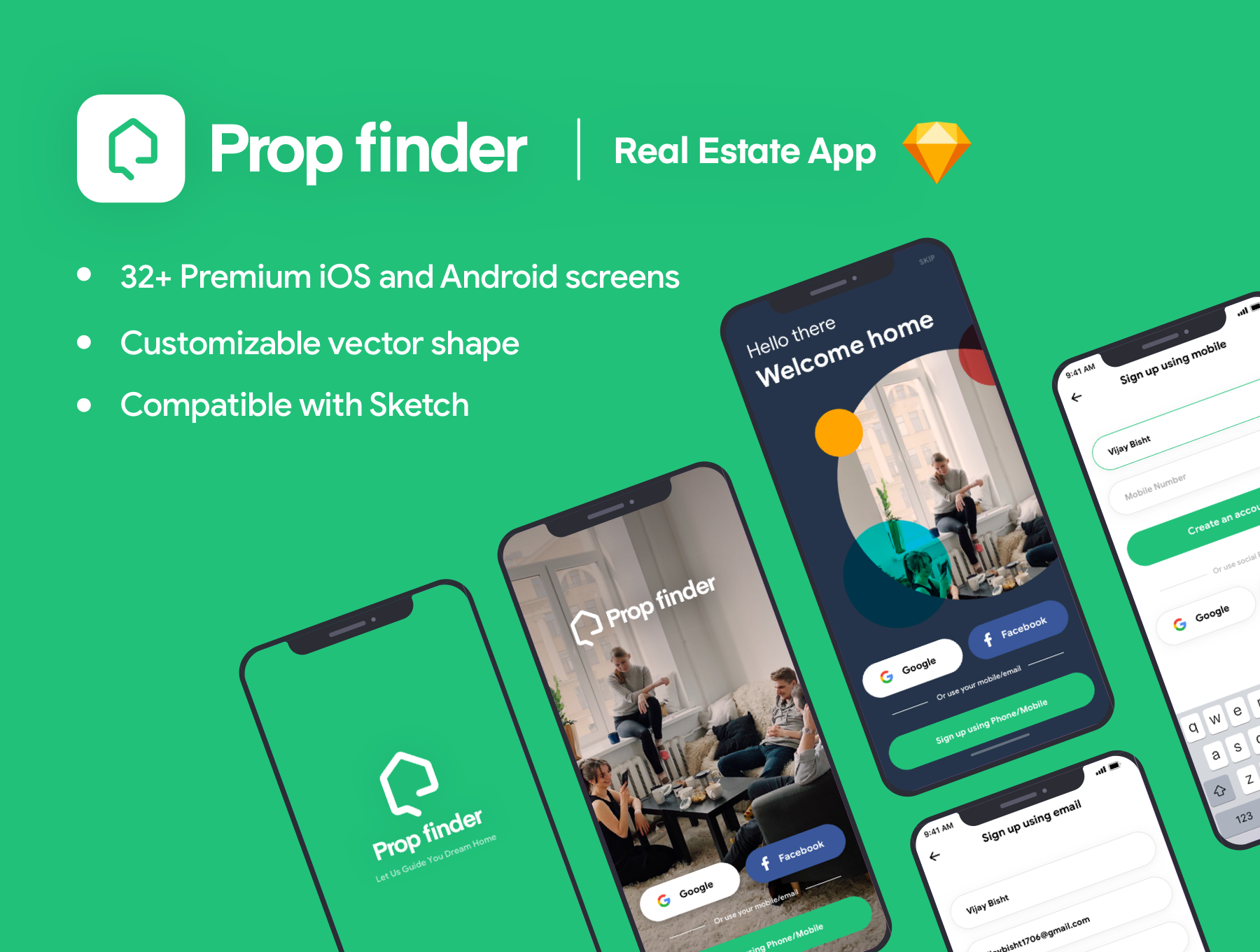 精选房地产室内设计在线交易平台苹果手机APP UI工具包 Prop Finder iOS Premium App_img_2