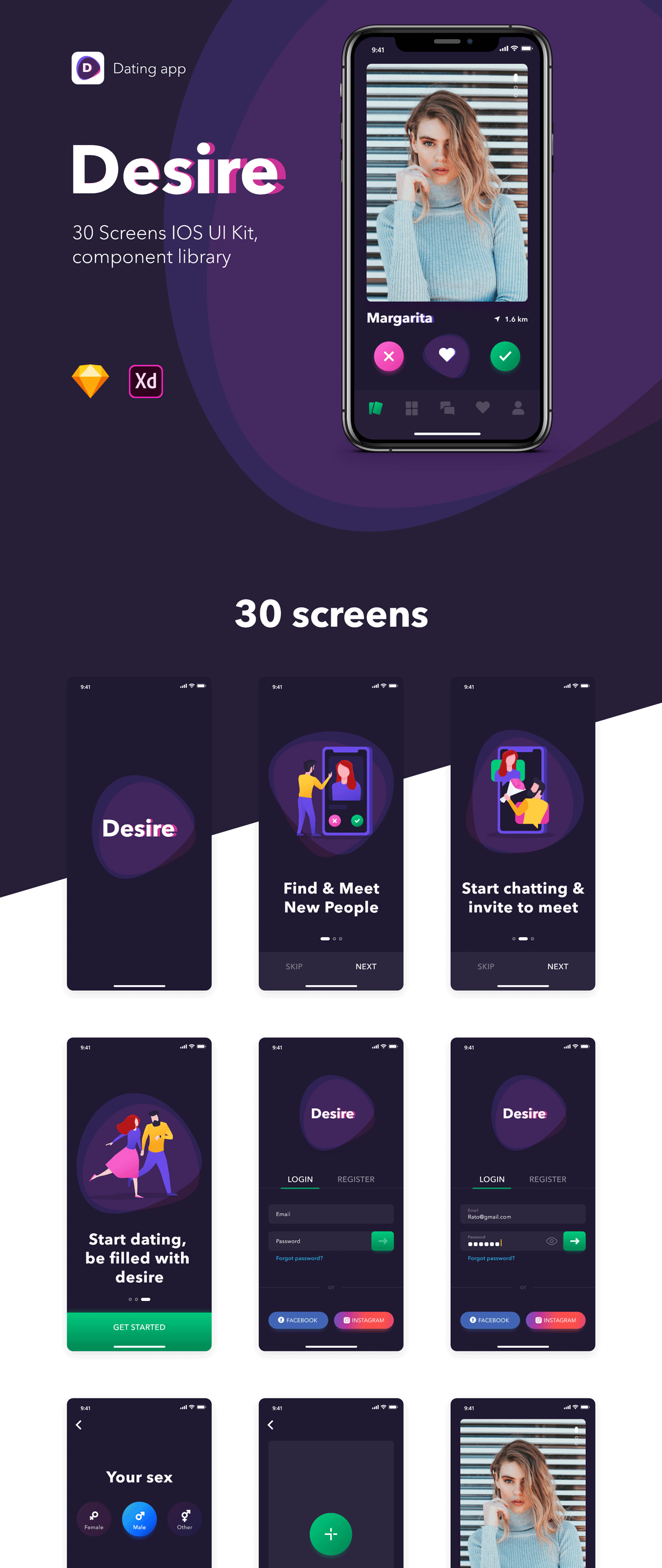 短视频抖音交友苹果手机APP UI工具包 Desire UI Kit_img_2