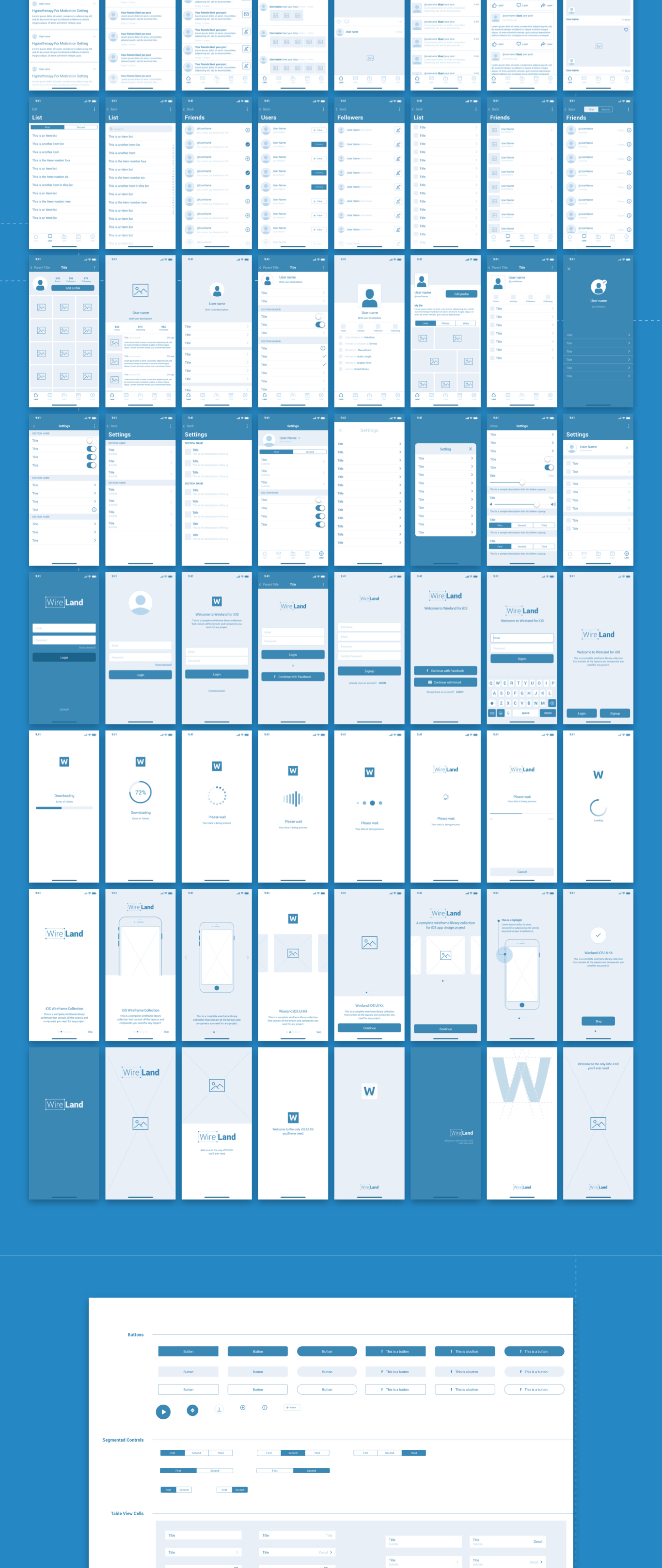 超巨量线框数据表iOS UI工具包 Wireland for iOS APP UI KITS_img_2