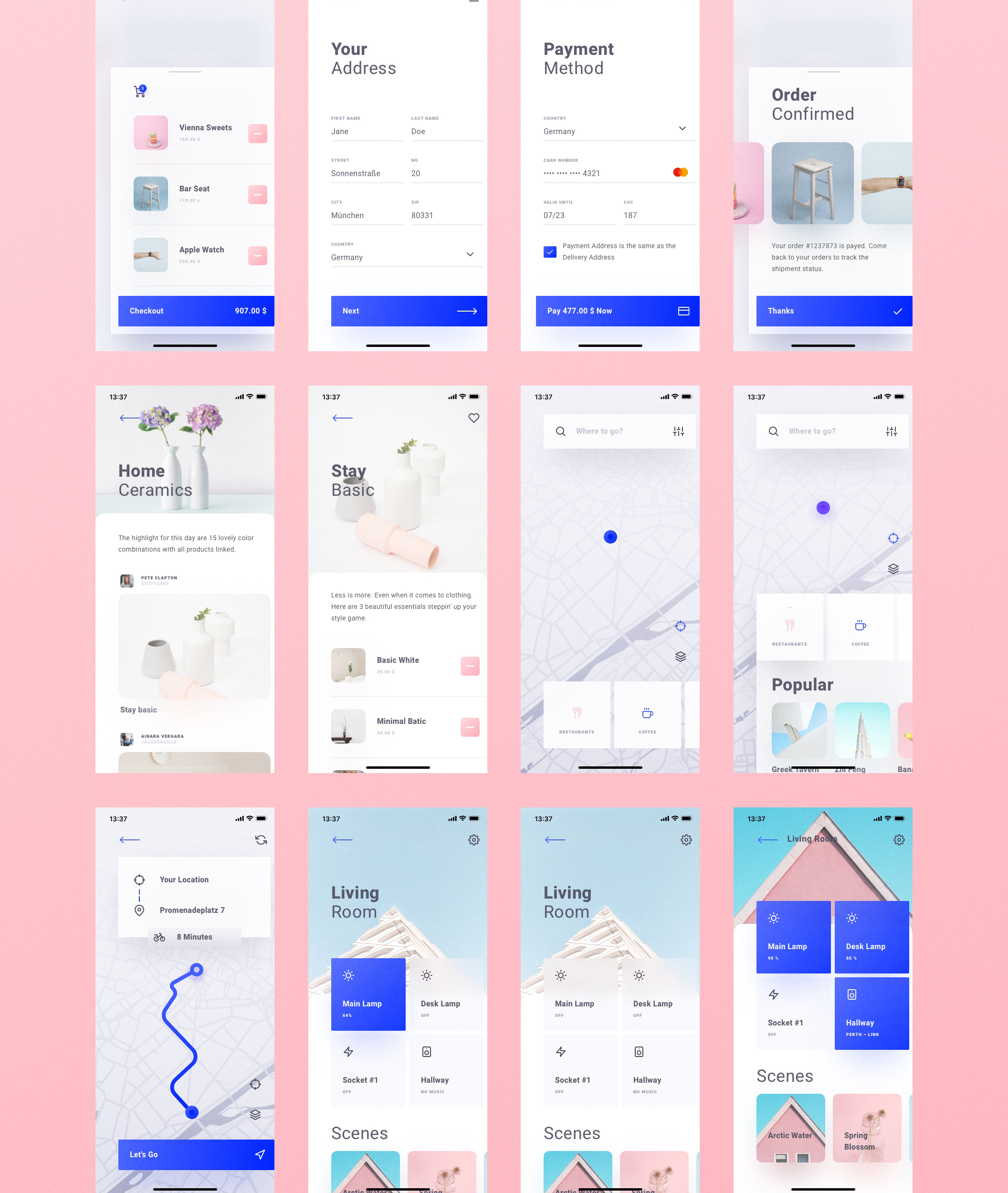 奶油色社交旅行骑行苹果手机APP UI工具包 Cream iOS UI Kit_img_2