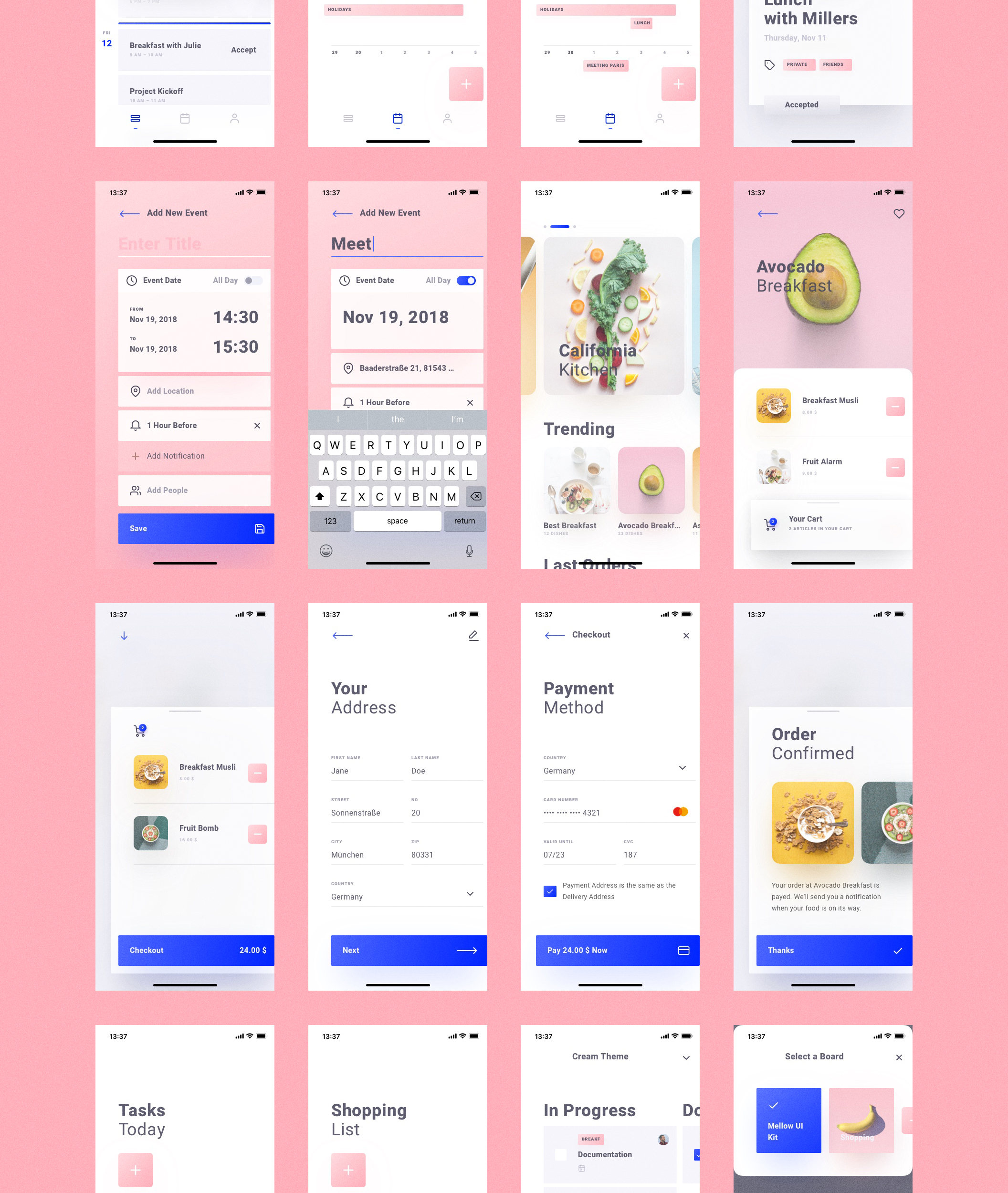 奶油色社交旅行骑行苹果手机APP UI工具包 Cream iOS UI Kit_img_2