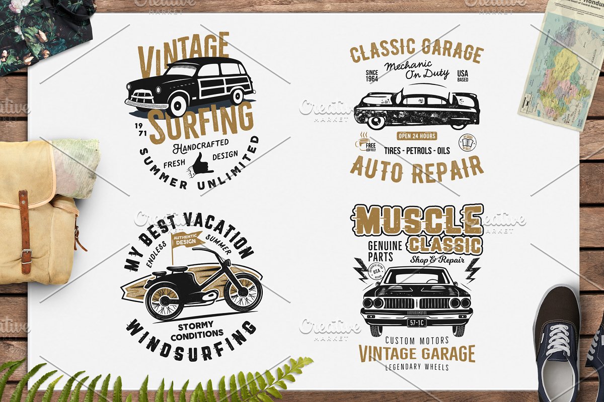 经典夏季冲浪车库丝印矢量EPS图形 4 Summer Surf & Classic Garage Print_img_2