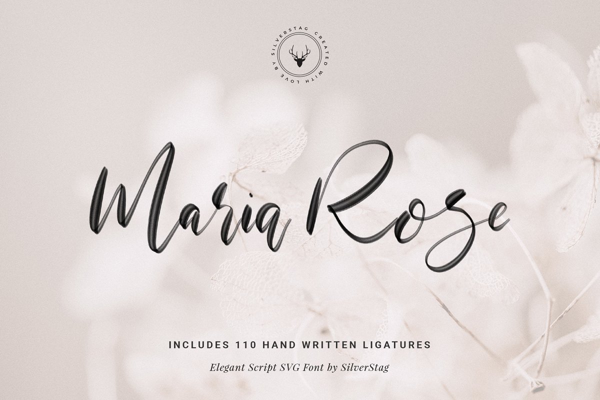 唯美手写书法签名标题字体 Maria Rose Elegant Script SVG Font_img_2