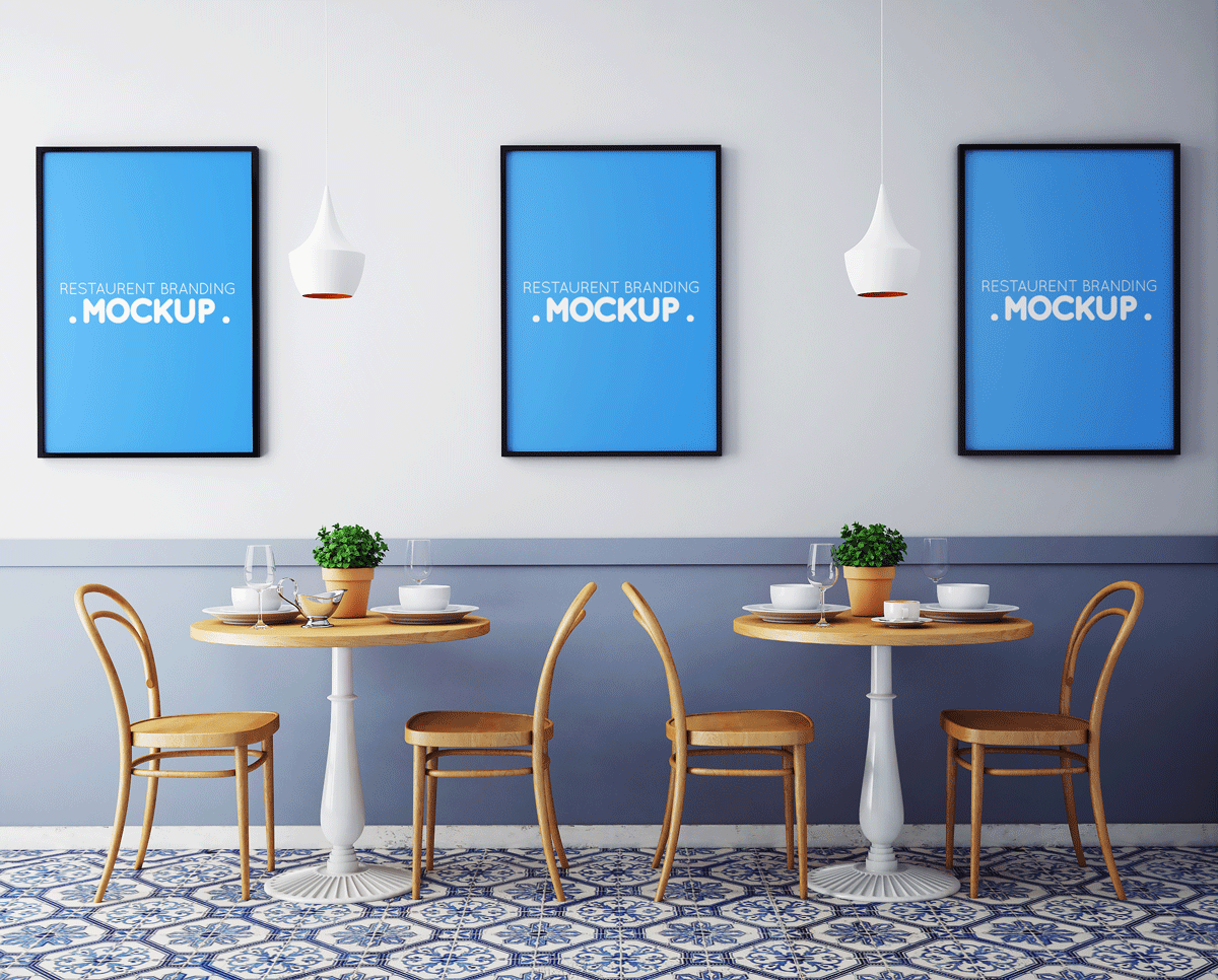 室内悬挂海报相框样机 Restaurant Branding Mockups_img_2