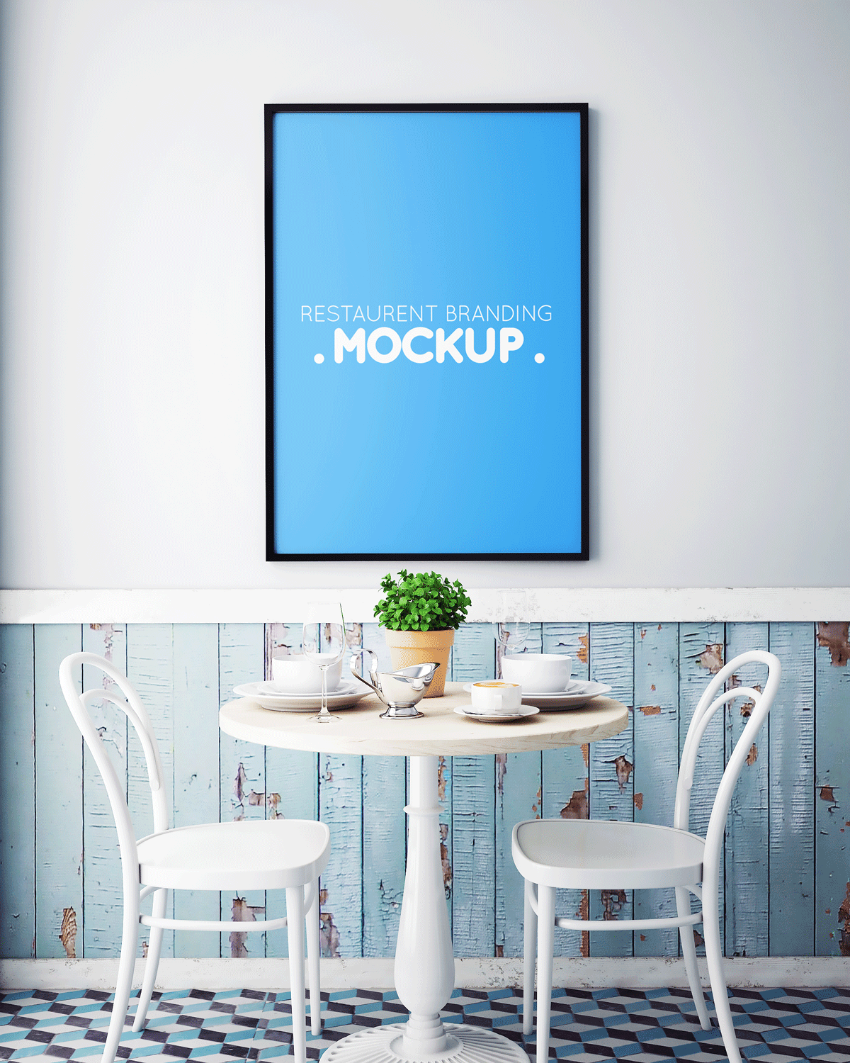 室内悬挂海报相框样机 Restaurant Branding Mockups_img_2