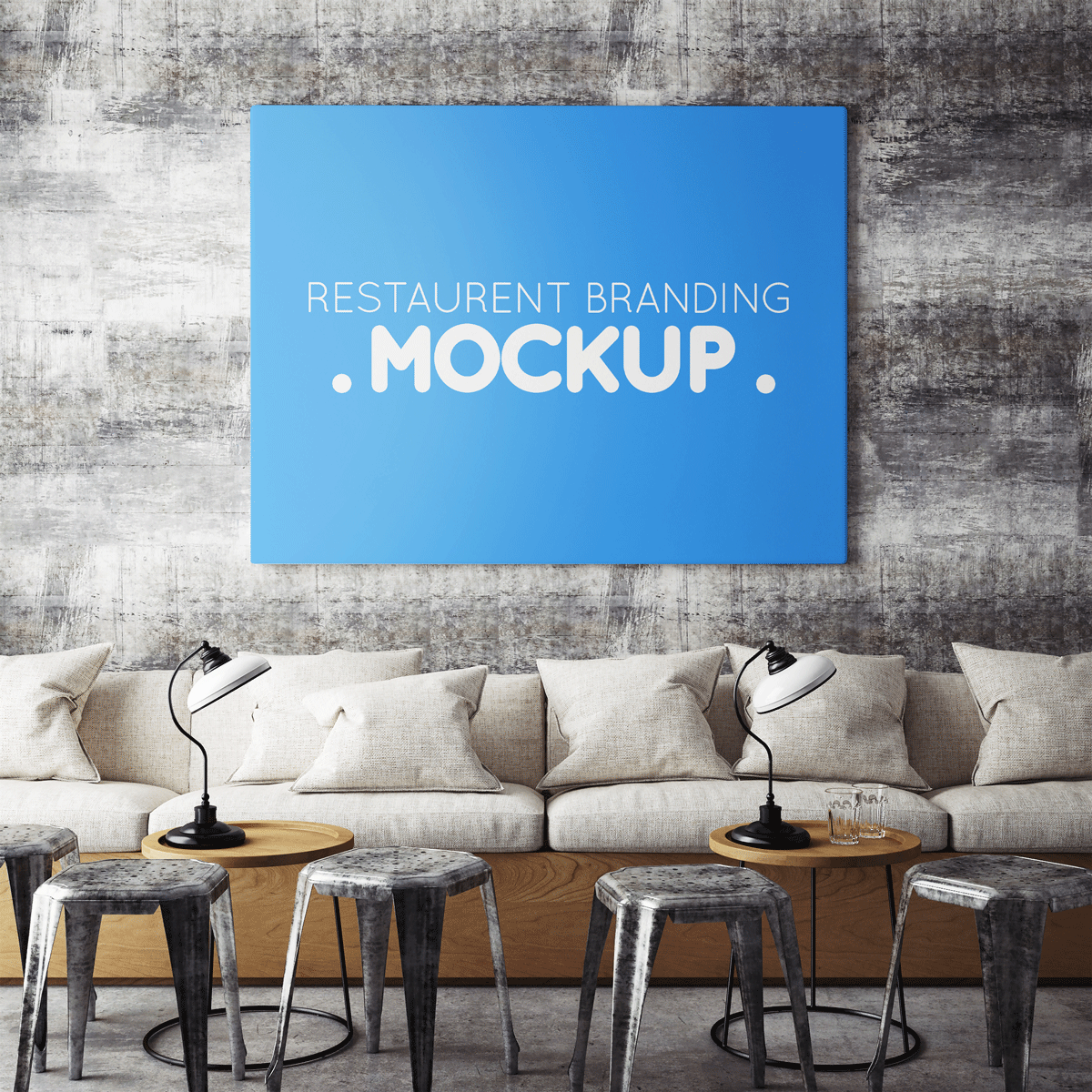 室内悬挂海报相框样机 Restaurant Branding Mockups_img_2