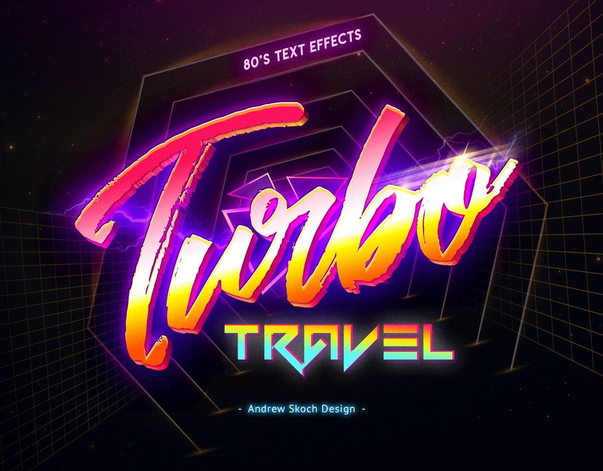 80年代复古霓虹灯效果立体字体图层样式 80s Retro Text Effects vol.2_img_2