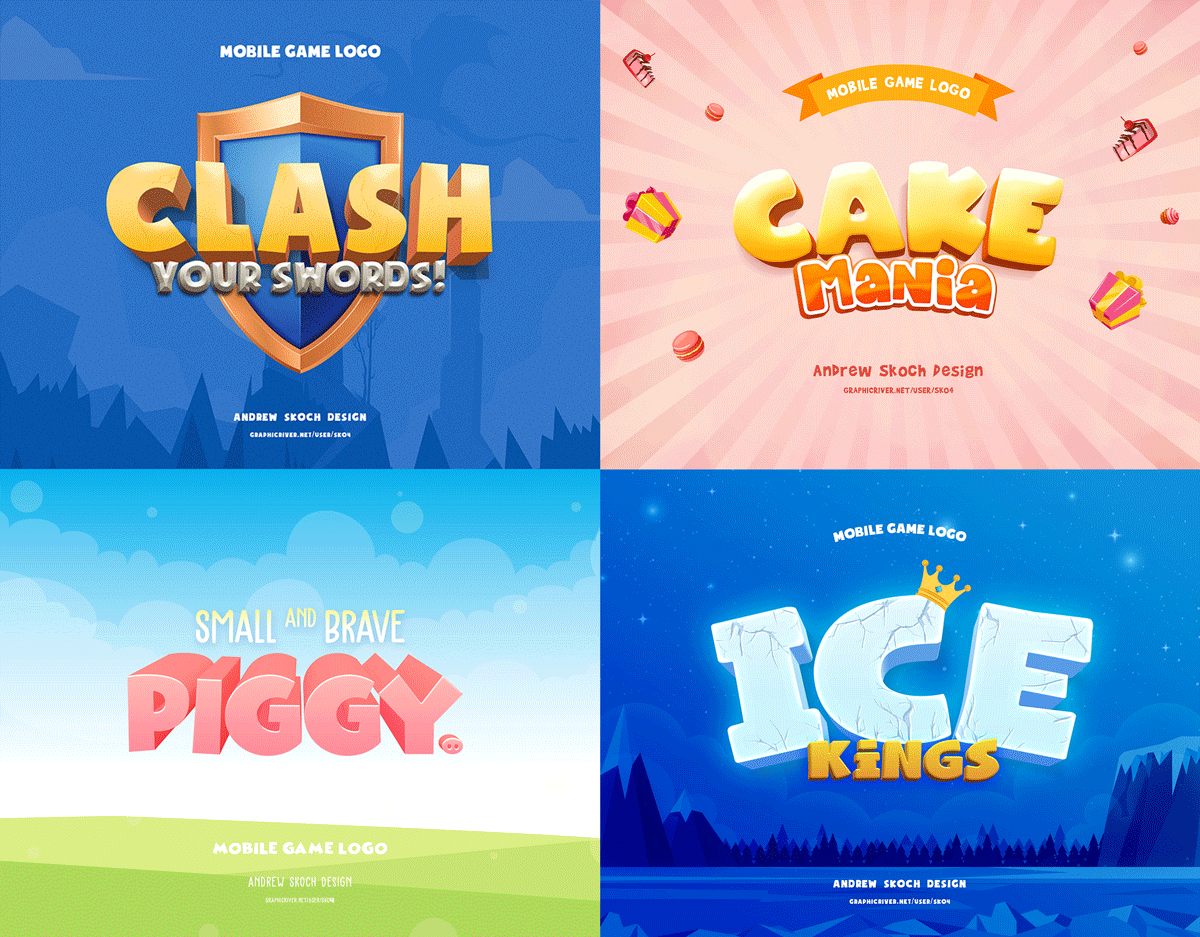 30个游戏标题海洋元素3D立体字体图层样式 Game Titles Bundle - 30 Text Effects_img_2