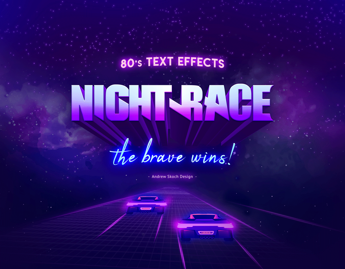 80年代复古霓虹灯效果立体字体图层样式 80s Retro Text Effects vol.2_img_2