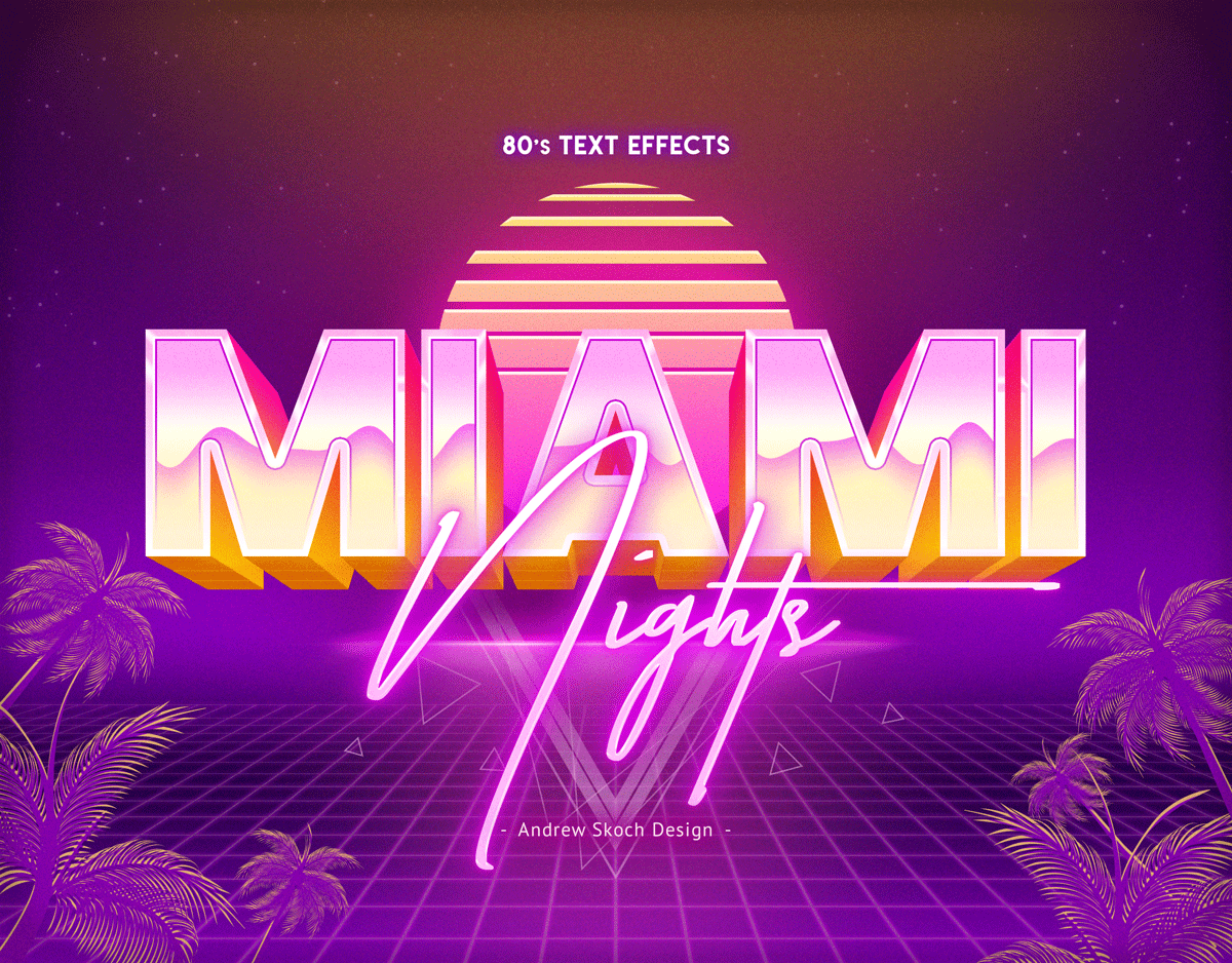 80年代复古霓虹灯效果立体字体图层样式 80s Retro Text Effects vol.2_img_2