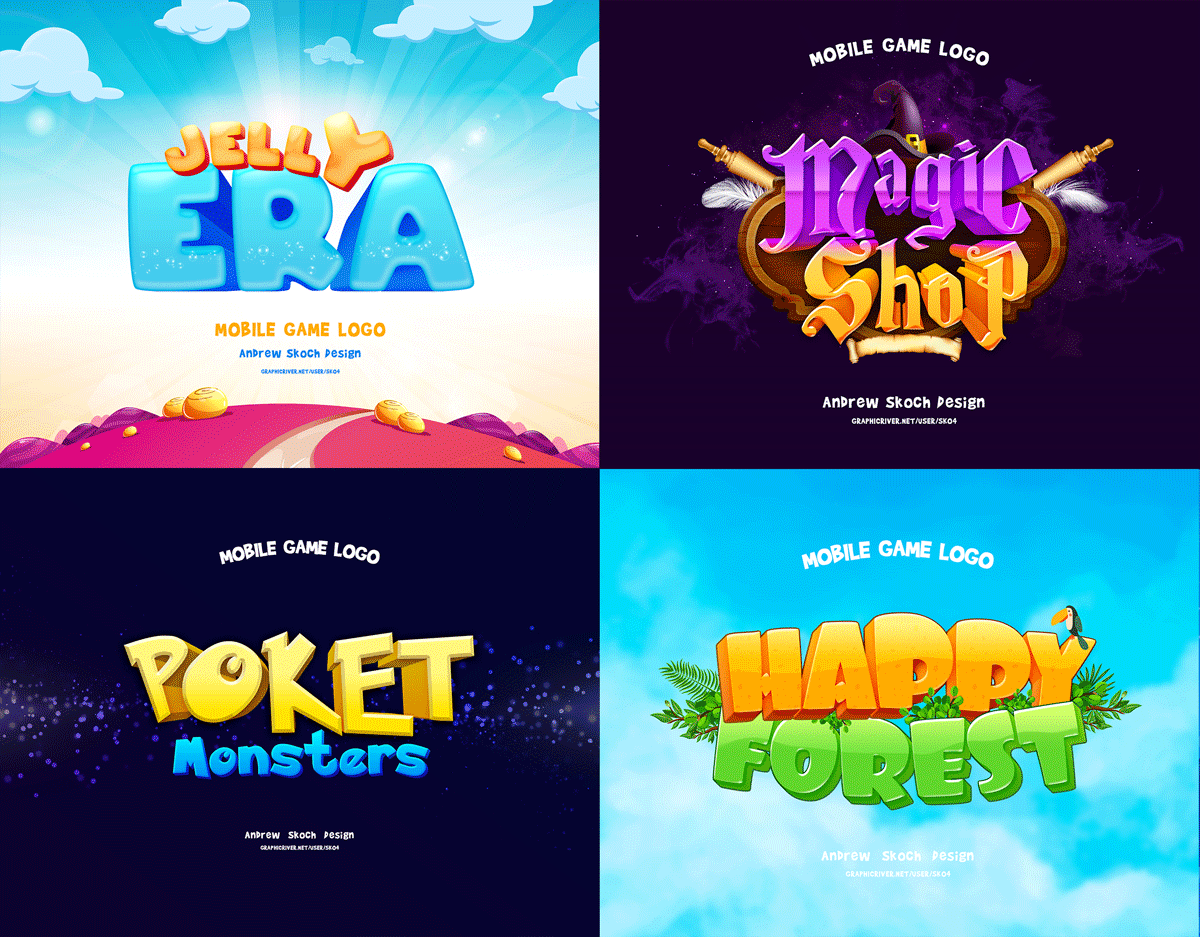 30个游戏标题海洋元素3D立体字体图层样式 Game Titles Bundle - 30 Text Effects_img_2