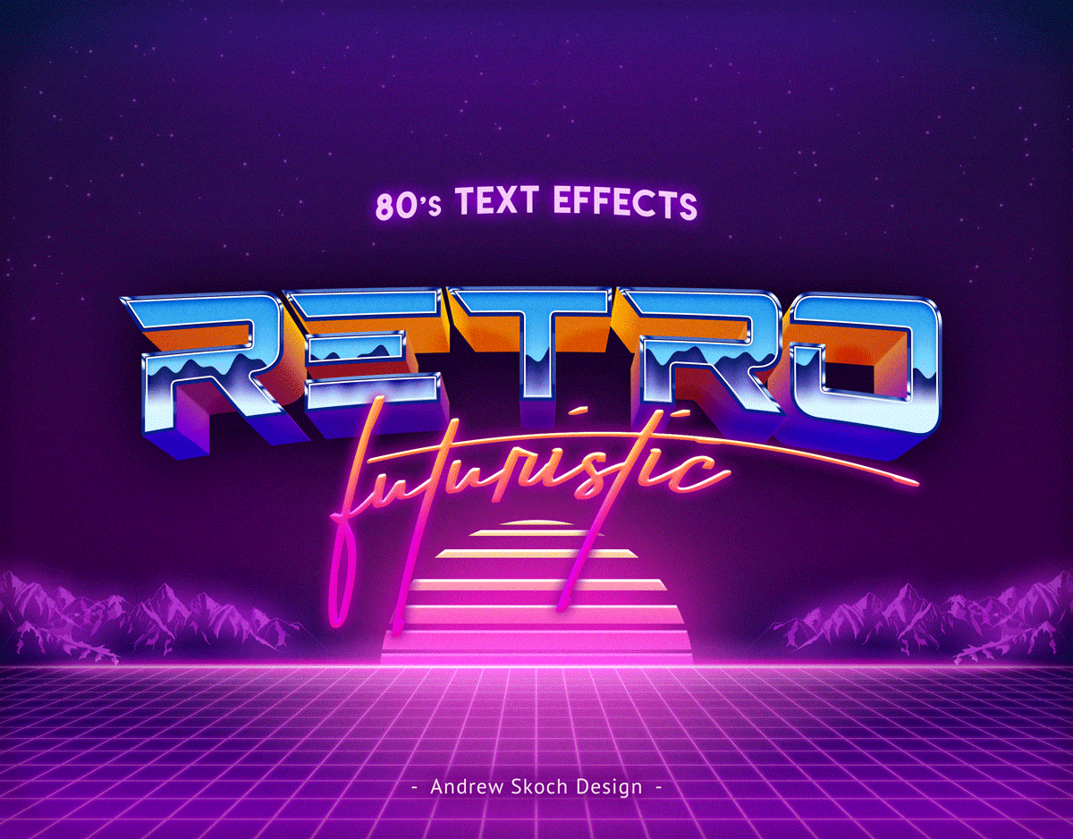 80年代复古霓虹灯效果立体字体图层样式 80s Retro Text Effects vol.2_img_2