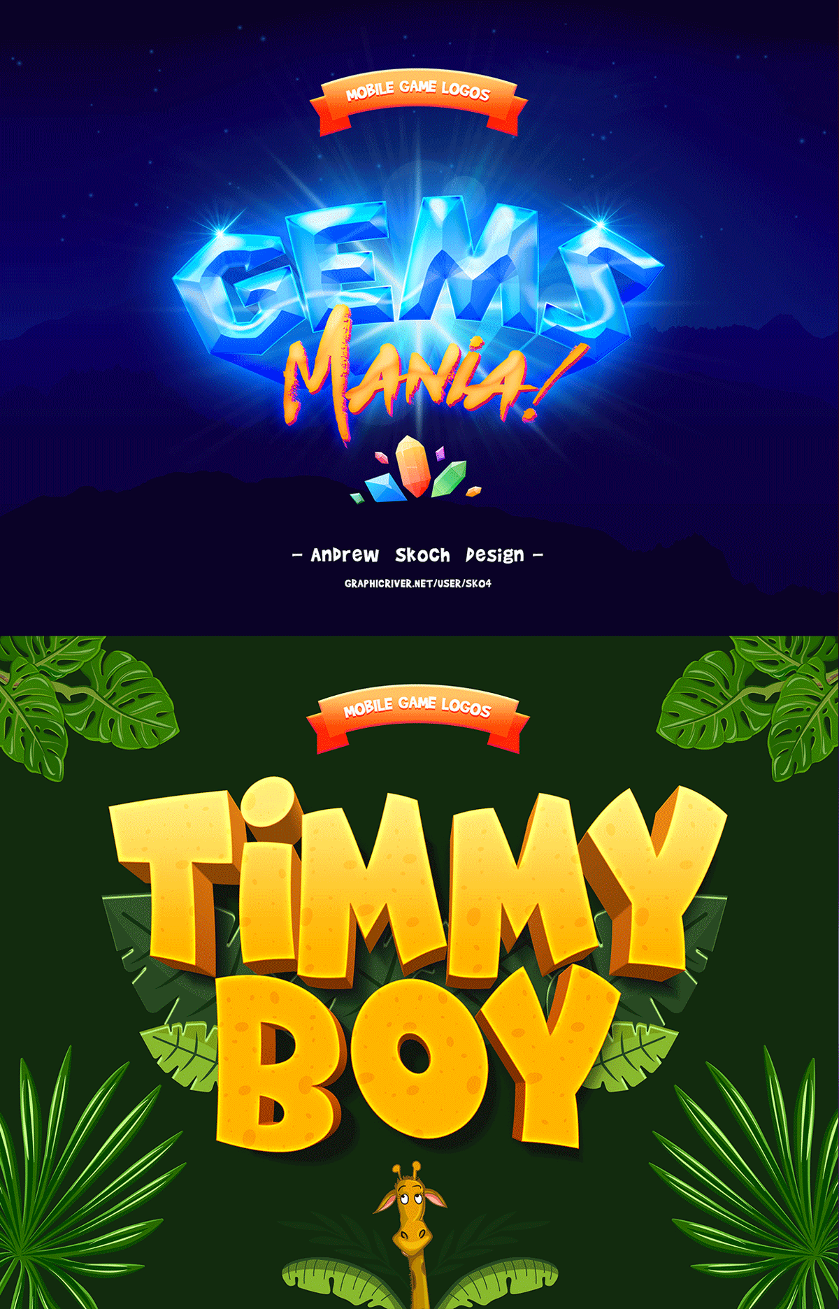 30个游戏标题海洋元素3D立体字体图层样式 Game Titles Bundle - 30 Text Effects_img_2