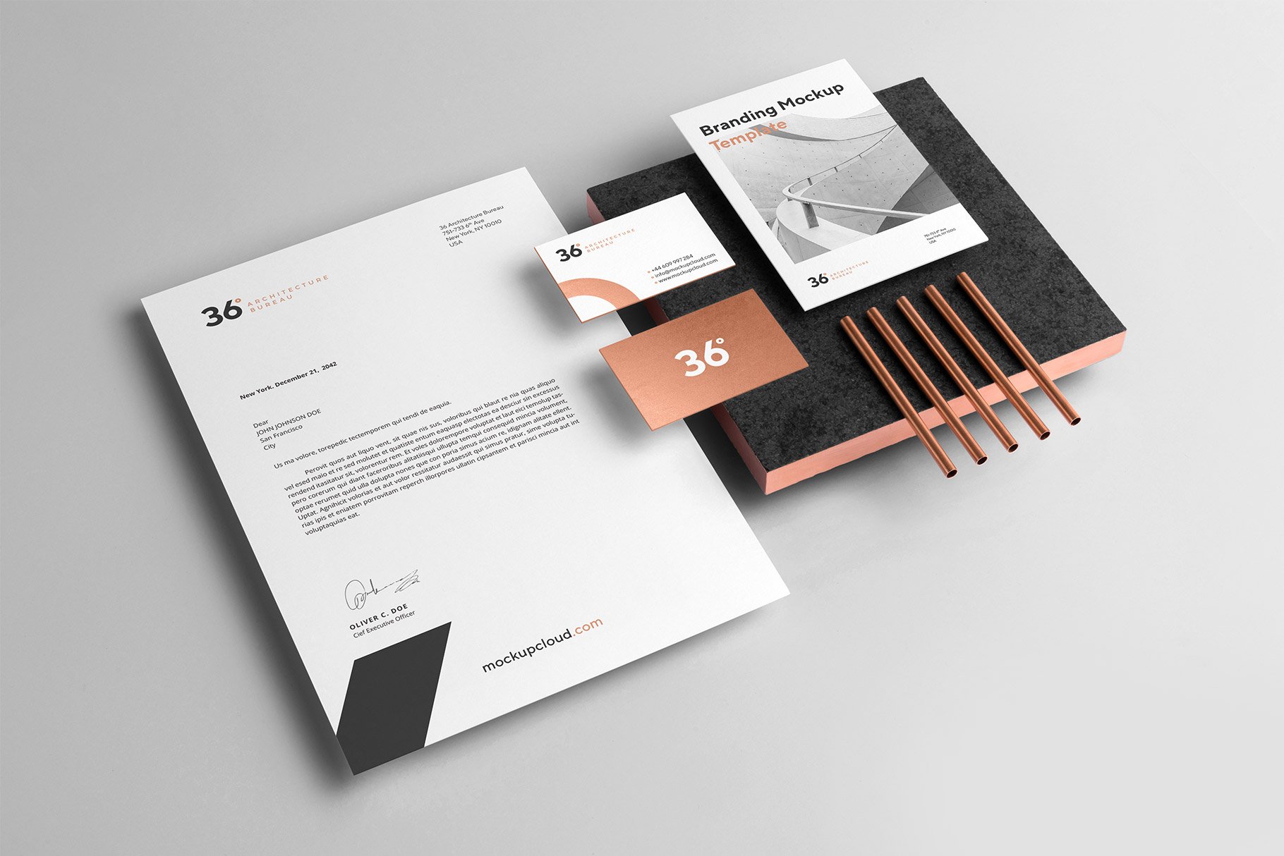 专铜印刷效果品牌VI设计提案办公文创展示样机 Copperstone Branding Mockup_img_2
