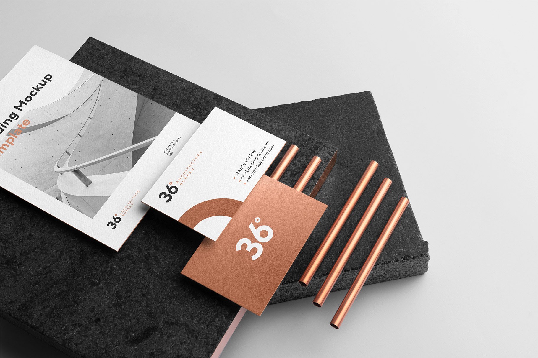 专铜印刷效果品牌VI设计提案办公文创展示样机 Copperstone Branding Mockup_img_2