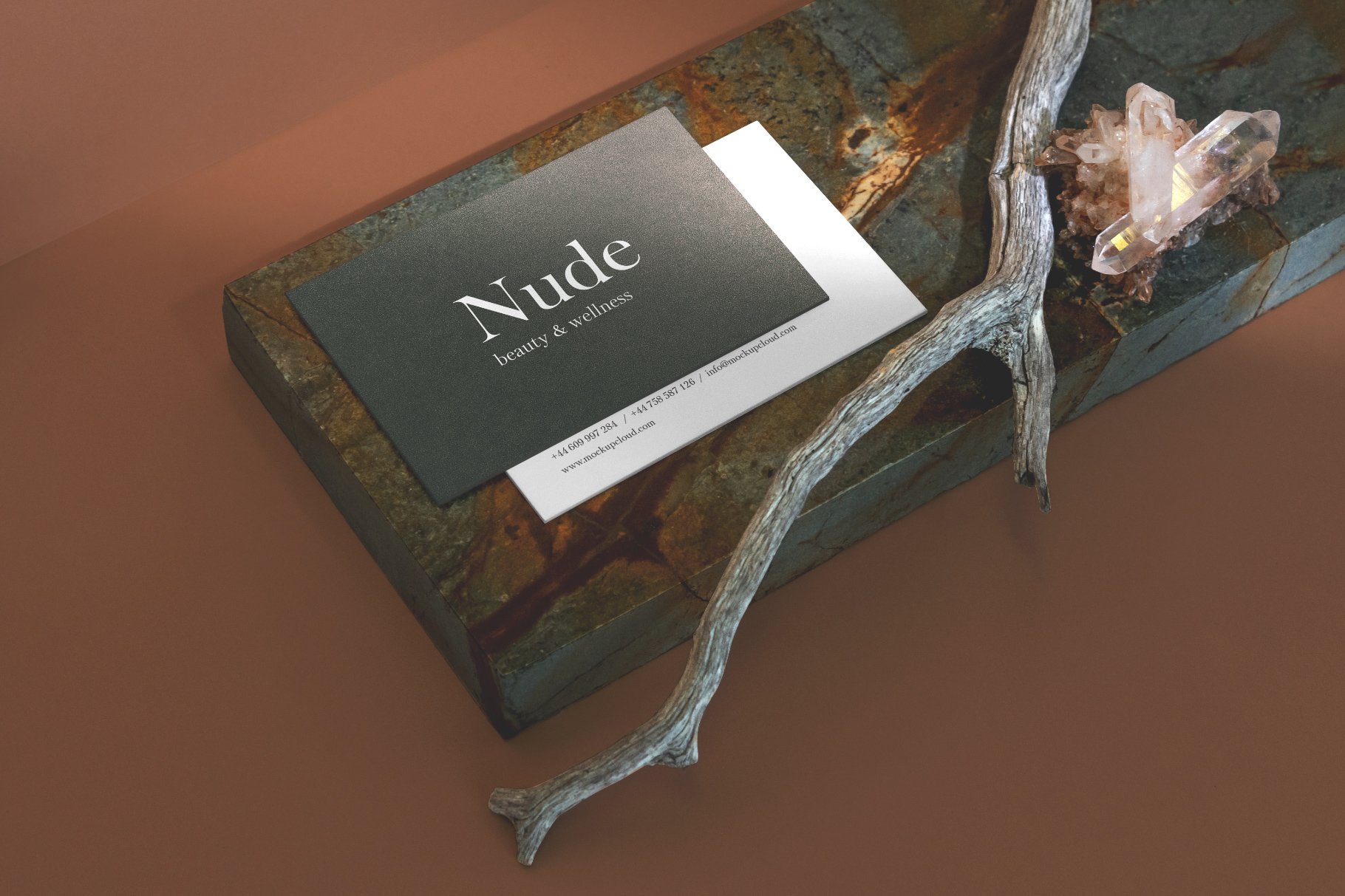 优雅带有阴影品牌VI设计提案办公文创名片贺卡信封展示样机 Nude Branding Mockup_img_2