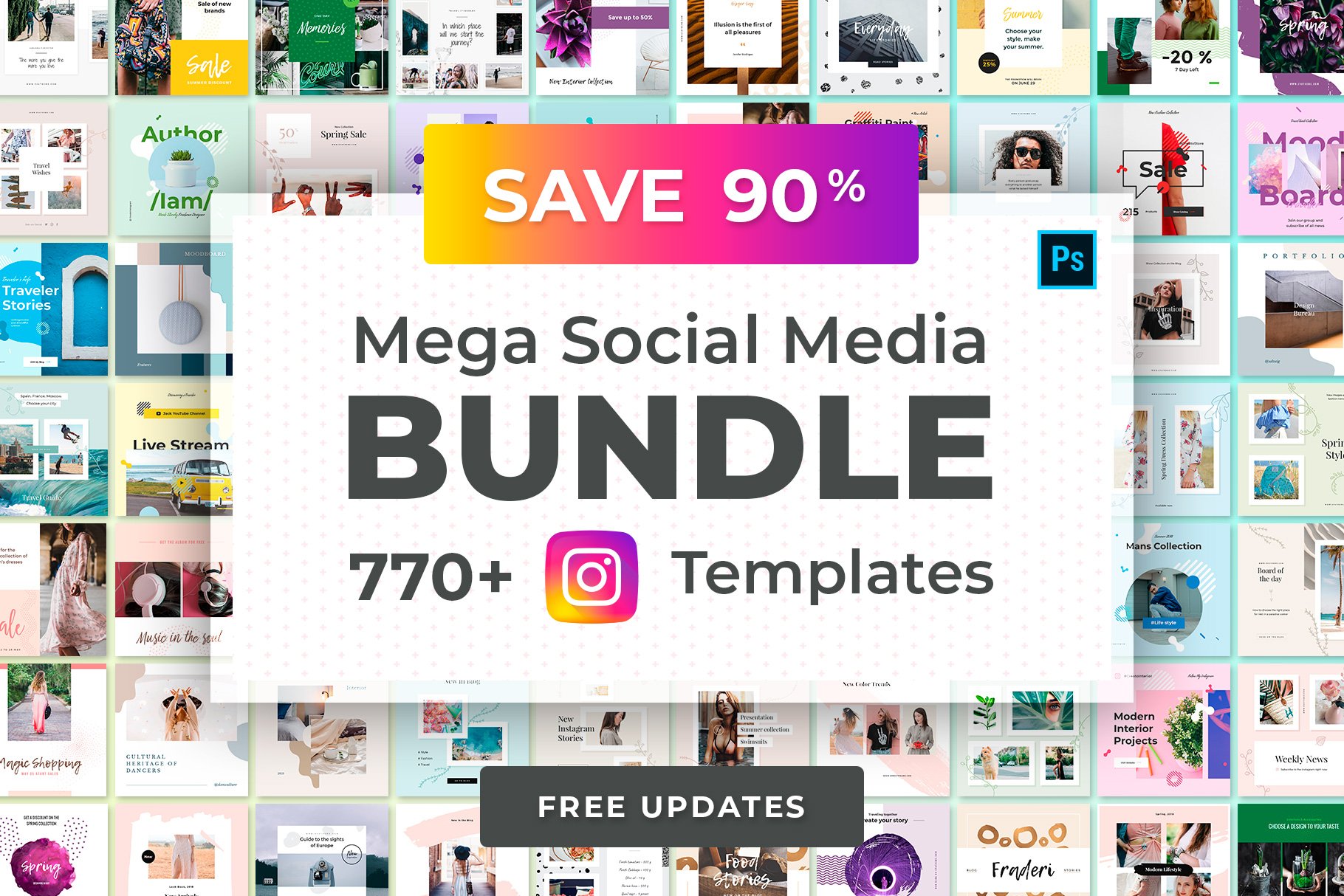 778 PSD超巨量产品电商营销PSD海报朋友圈INS风模板 MEGA Social Media BUNDLE_img_2