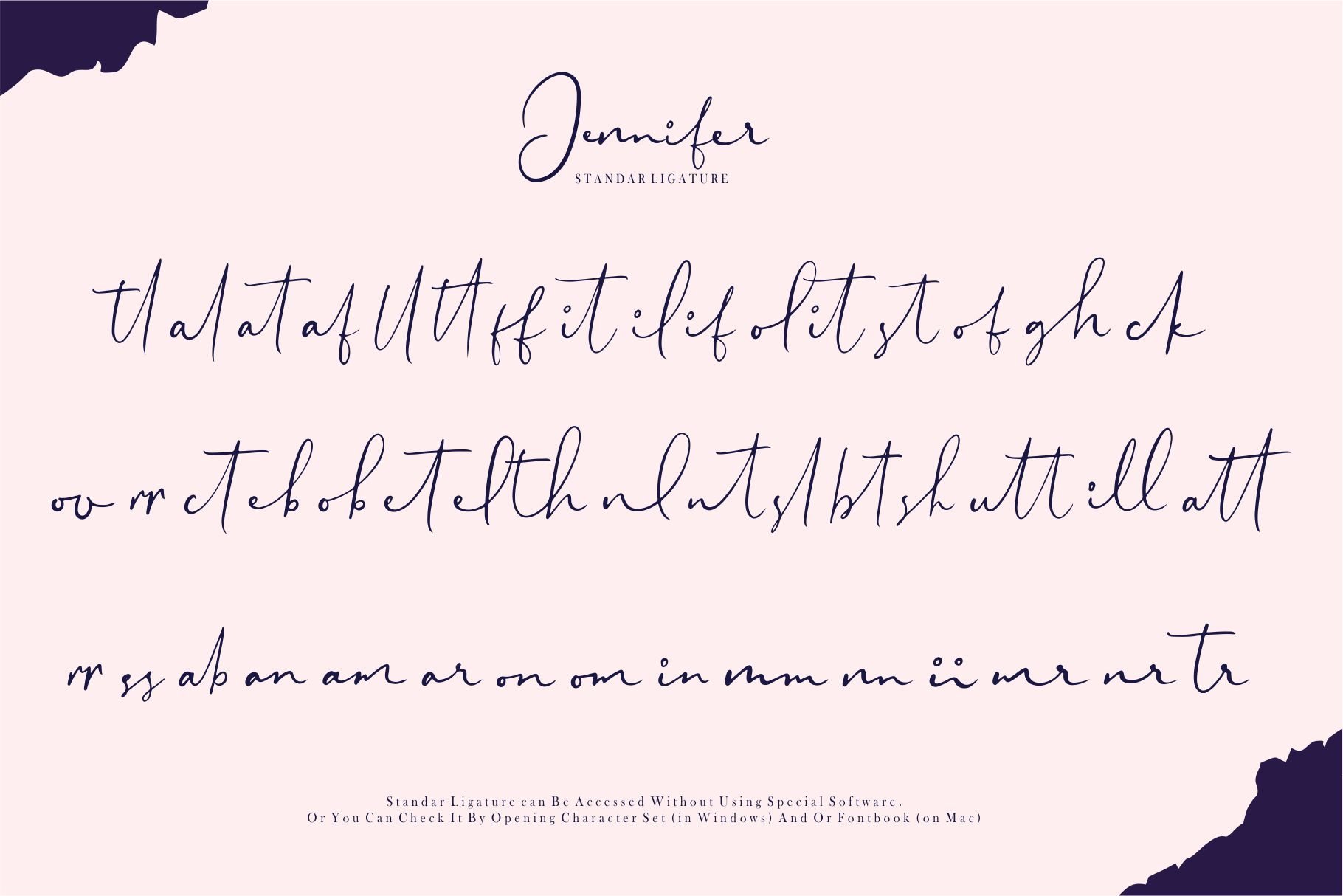 时尚优雅婚礼签名书法字体 Jennifer Signature Fonts Logo_img_2