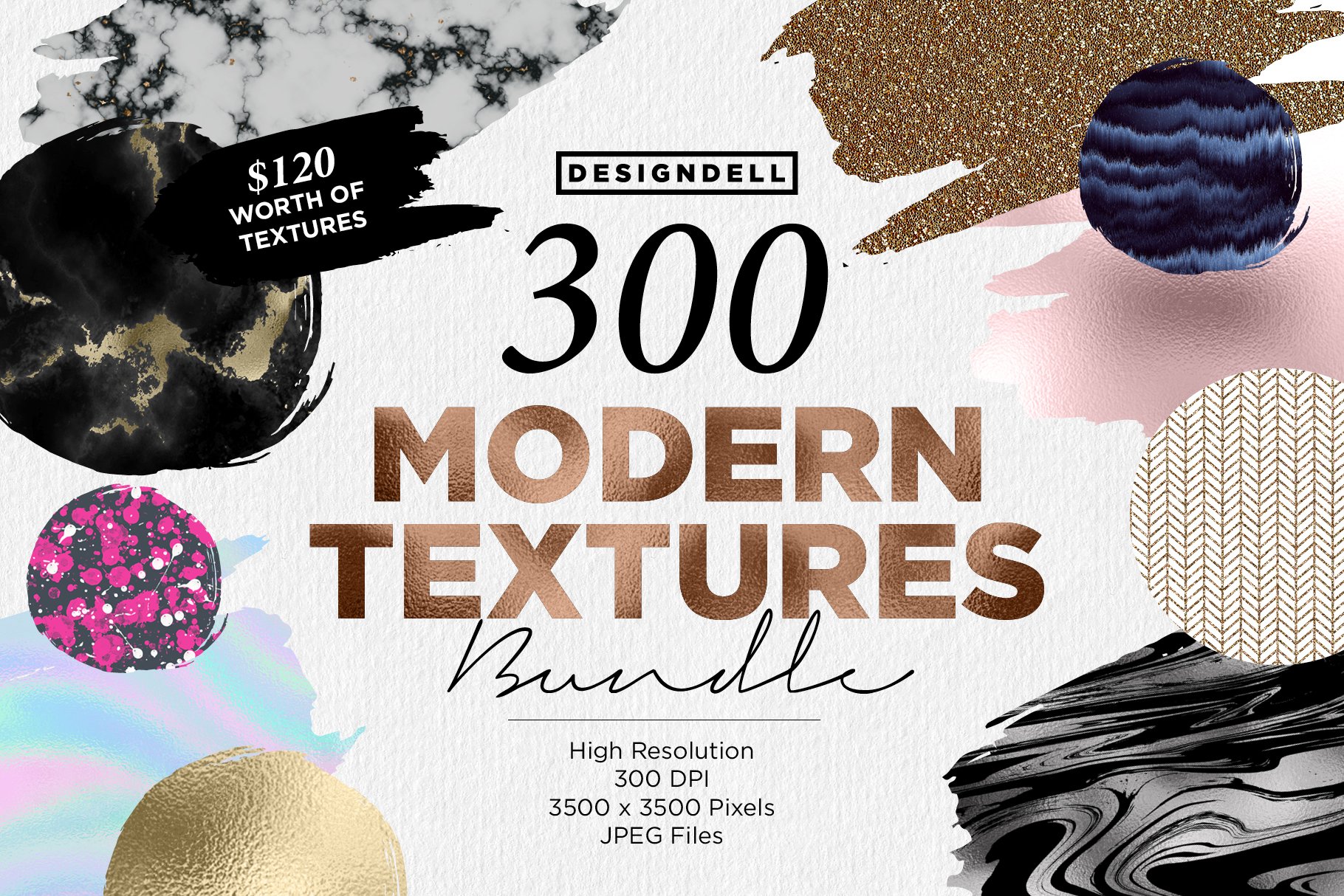 300个豪华大理石镀金铂纸玻璃水彩纹理合集 300 Modern Textures Bundle_img_2