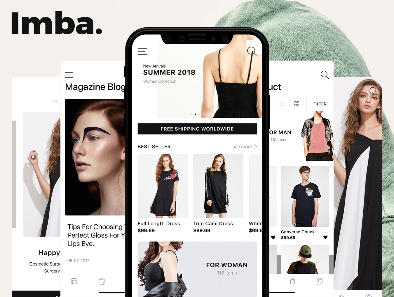 简约服装电子商城手机APP UI工具包 Imba Ecommerce App Ui Kit_img_2