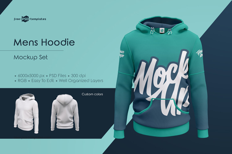 男性连衣帽卫衣展示样机 Mens Hoodie MockUp Set_img_2