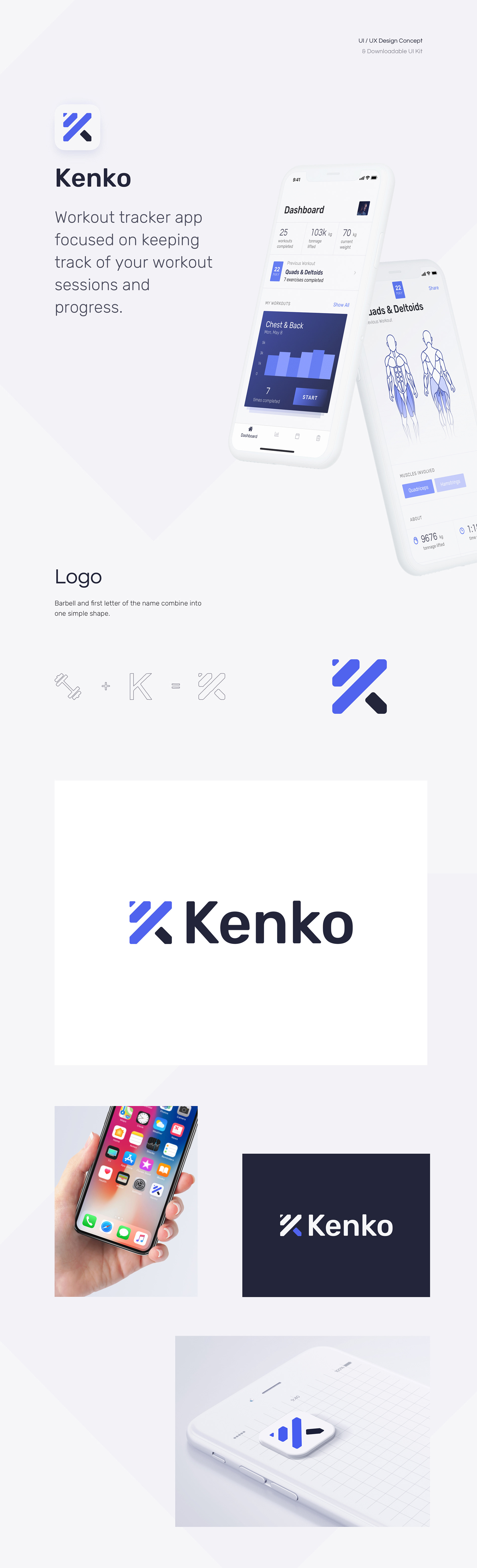 健身锻炼体能数据统计表手机APP UI工具包 Kenko UI Kit_img_2