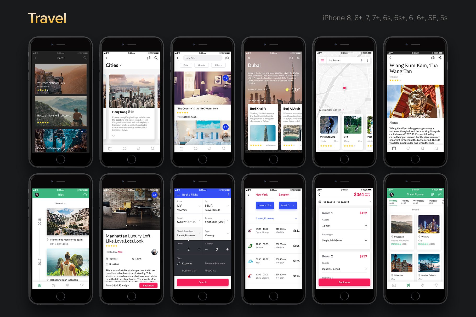 超巨量多功能社交旅行交友苹果手机APP UI套件 Awesome iOS UI Kit_img_2