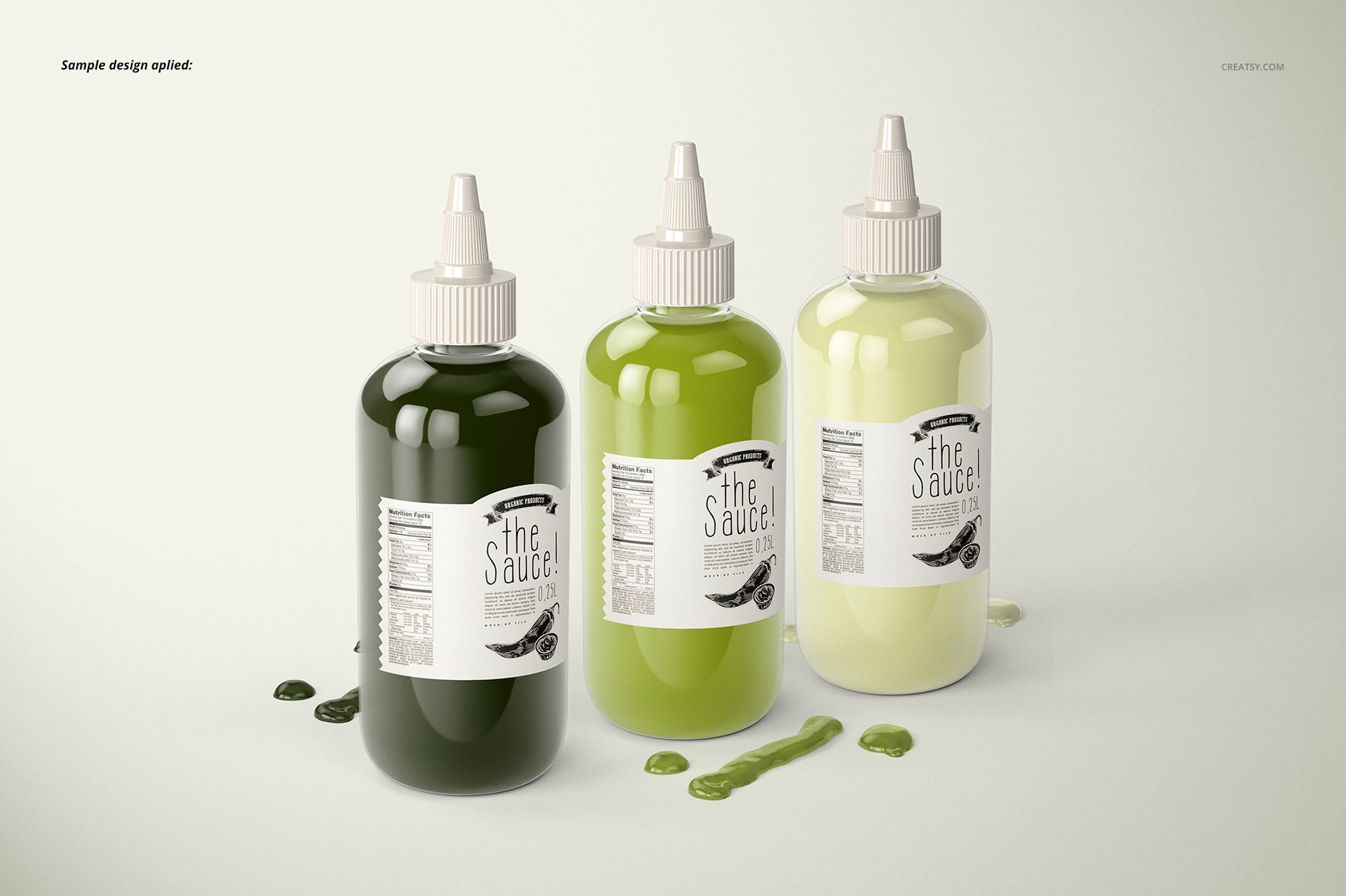 厨房调料沙拉酱番茄酱酱油瓶展示样机 Sauce Bottle Mockup Set_img_2