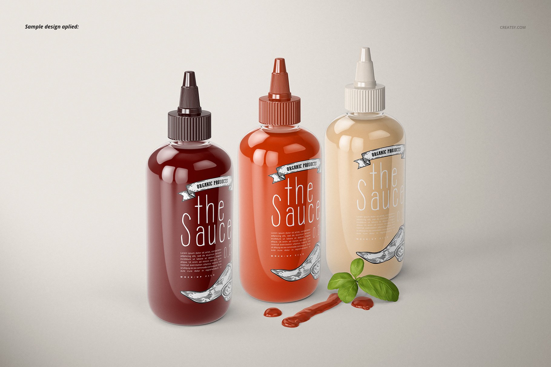 厨房调料沙拉酱番茄酱酱油瓶展示样机 Sauce Bottle Mockup Set_img_2