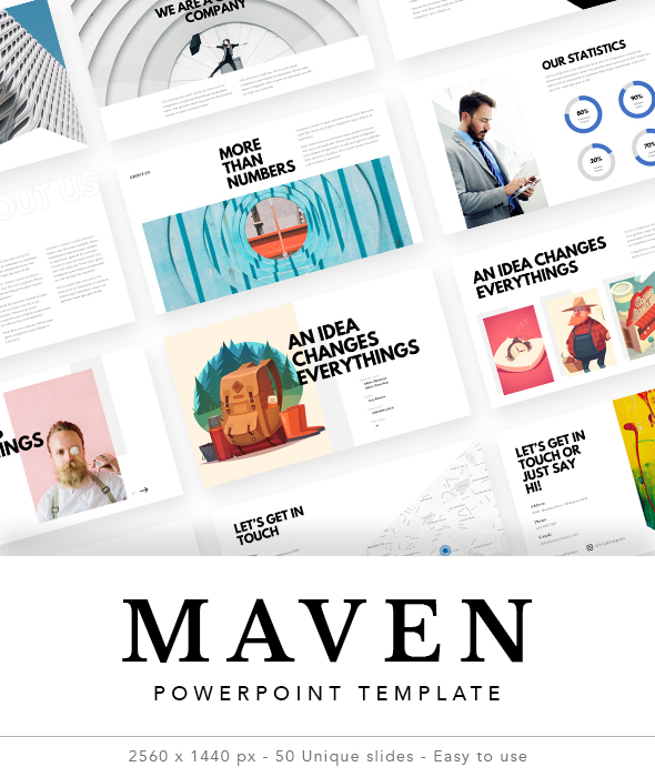 现代简约创意公司团队介绍个人简历PPT模板 Maven - Creative Simple Powerpoint Template_img_2