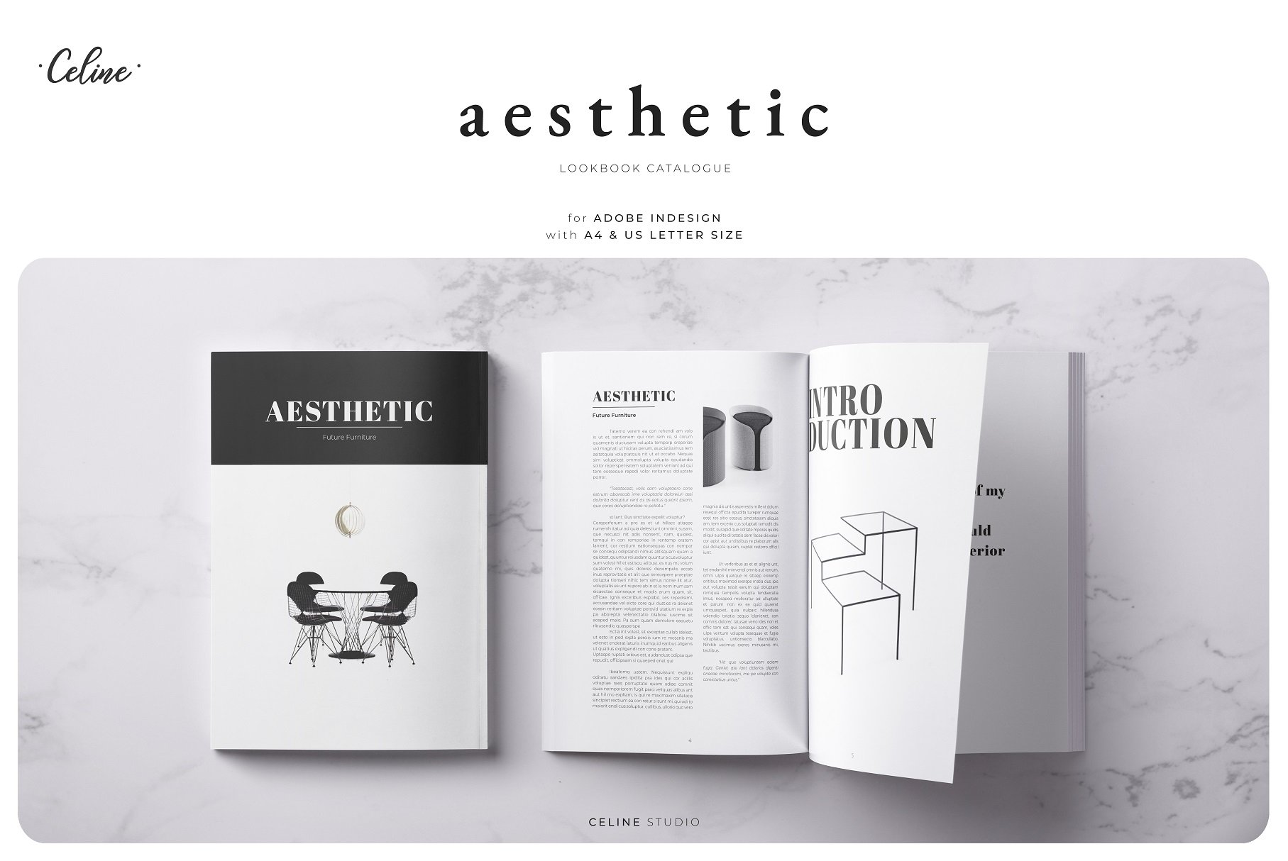 时尚服装家具摄影展示INDD杂志模板 AESTHETIC Magazine Bundle (5 IN 1)_img_2