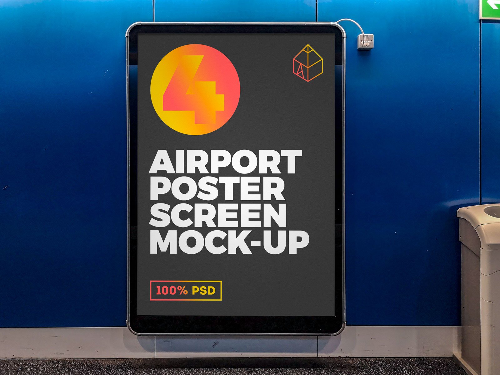 8款机场地铁商场户外灯箱广告展示样机 8 Airport Ad Screen Mock-Ups Set_img_2