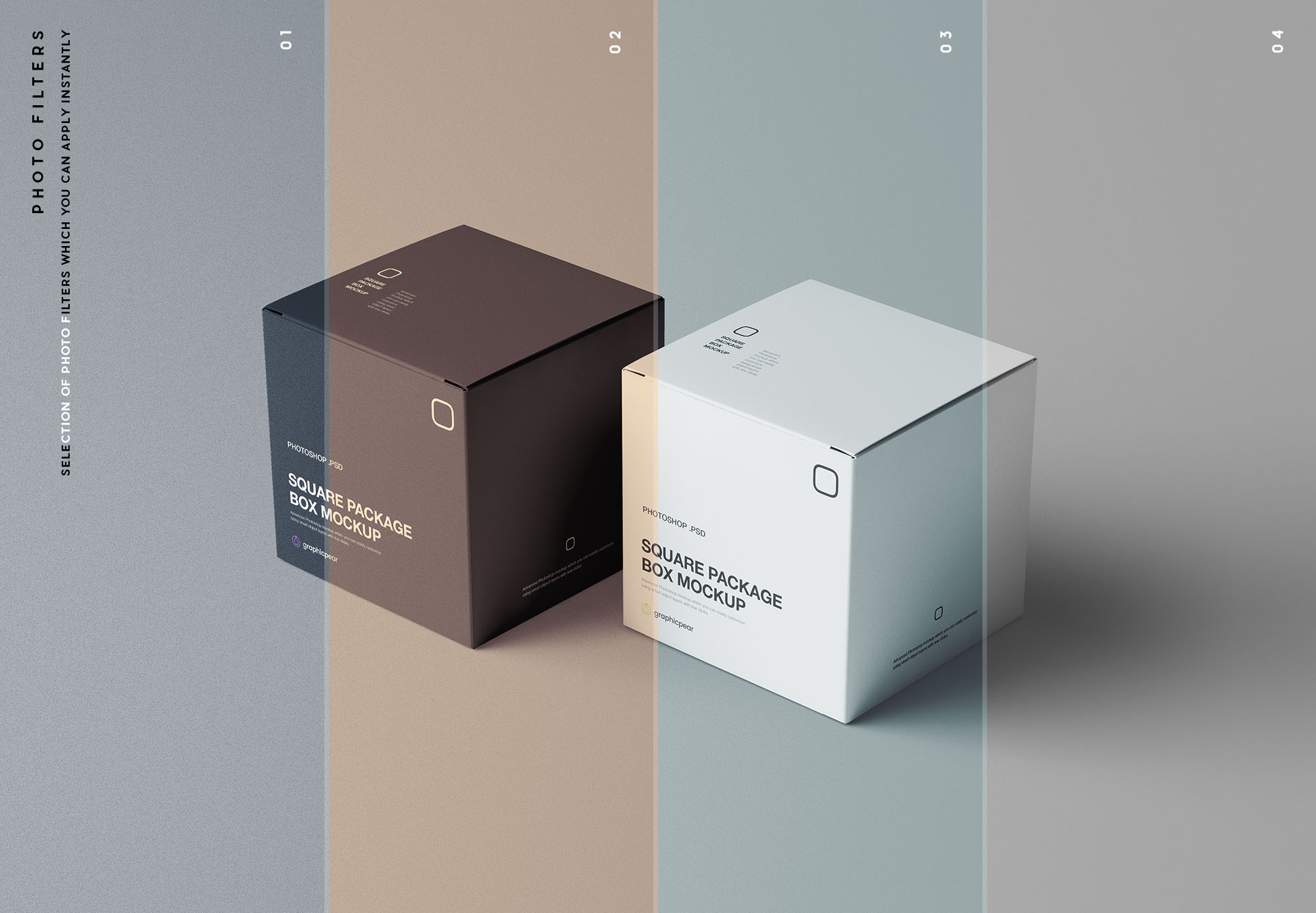 方形产品包装设计提案展示样机PSD智能贴图模板 Square Package Box Mockup_img_2