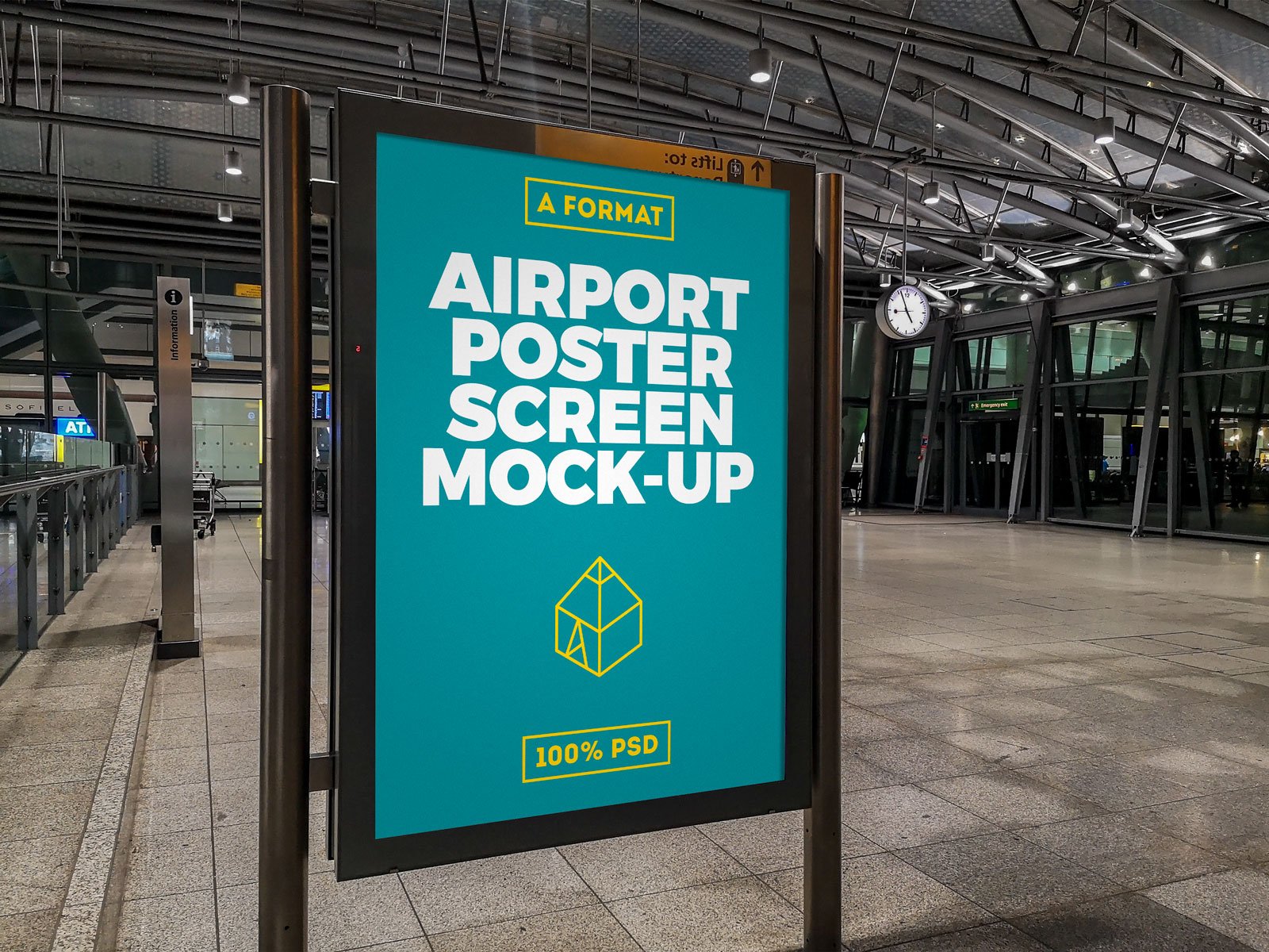 8款机场地铁商场户外灯箱广告展示样机 8 Airport Ad Screen Mock-Ups Set_img_2