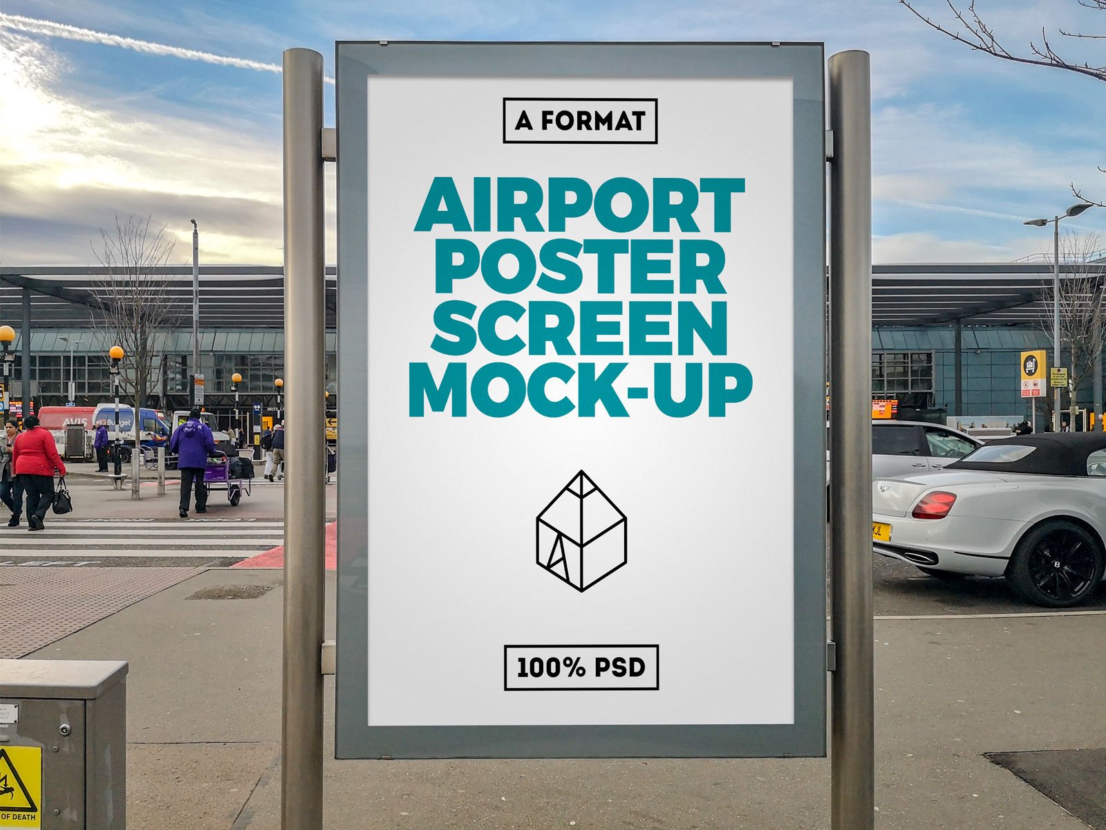 8款机场地铁商场户外灯箱广告展示样机 8 Airport Ad Screen Mock-Ups Set_img_2