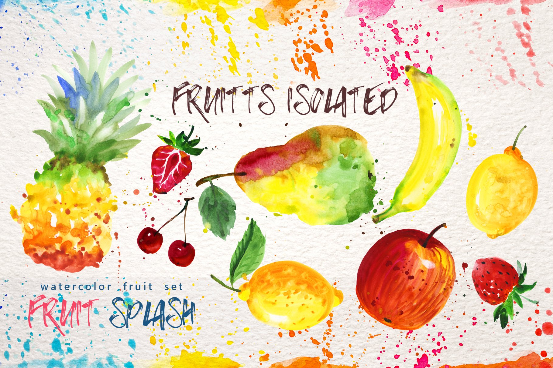 多彩手绘水果水彩画PNG合集 Watercolor Fruits PNG Set_img_2