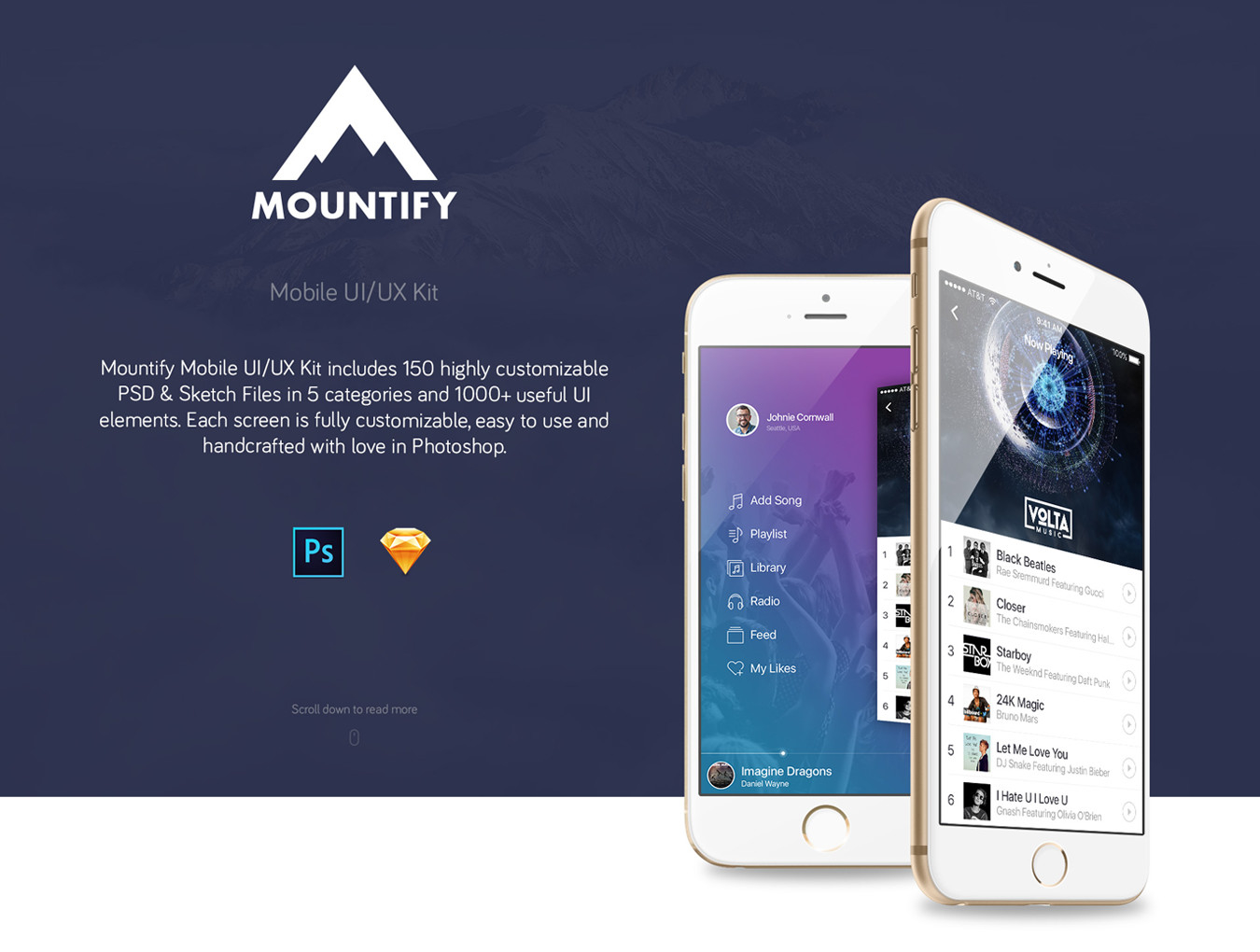 时尚旅行度假电子商务社交媒体分享移动手机APP UI工具包 Mountify Mobile UI Kit_img_2