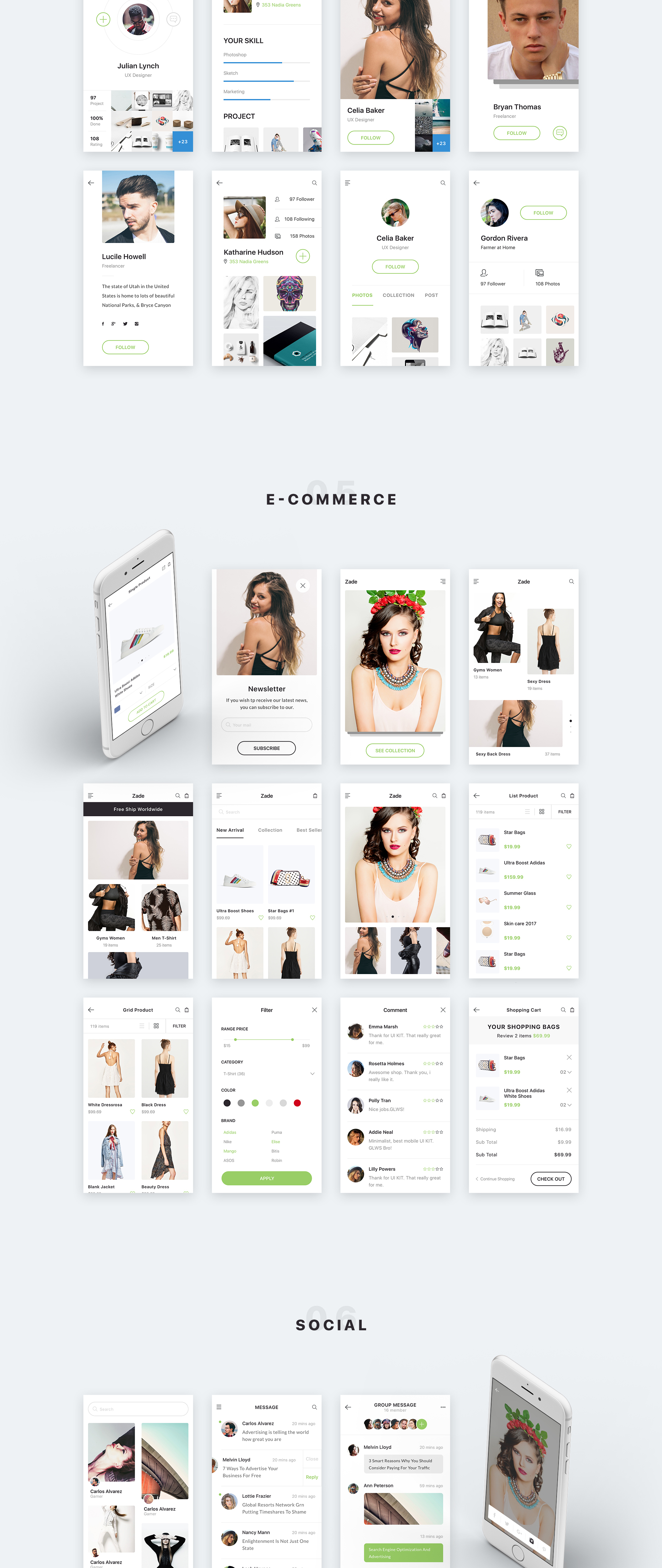 简约服装电商APP UI工具包 Zade Mobile UI KIT_img_2