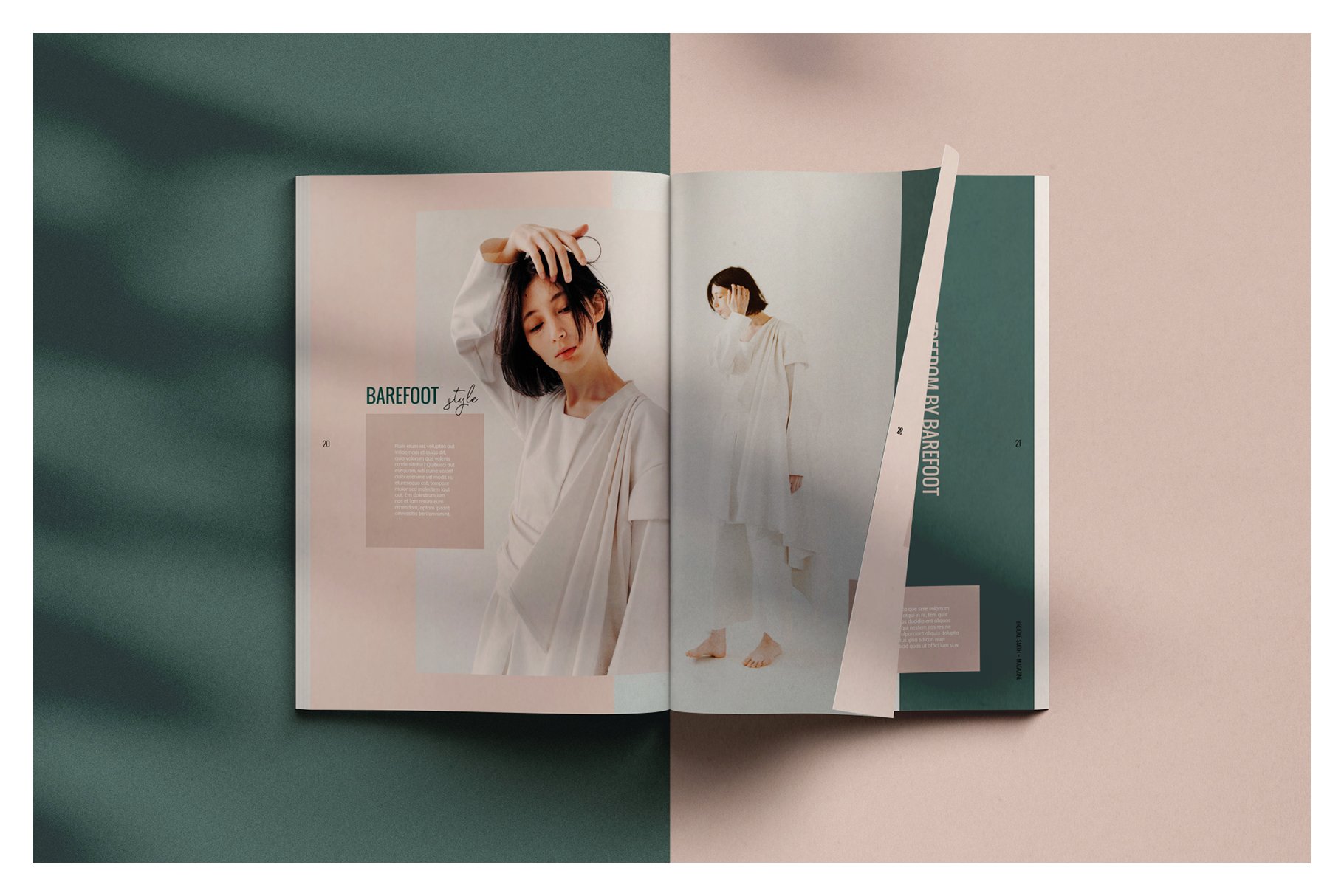 绿色烹饪料理男女服装营销INDD画册模板 Green Duo Pack Magazine Templates_img_2