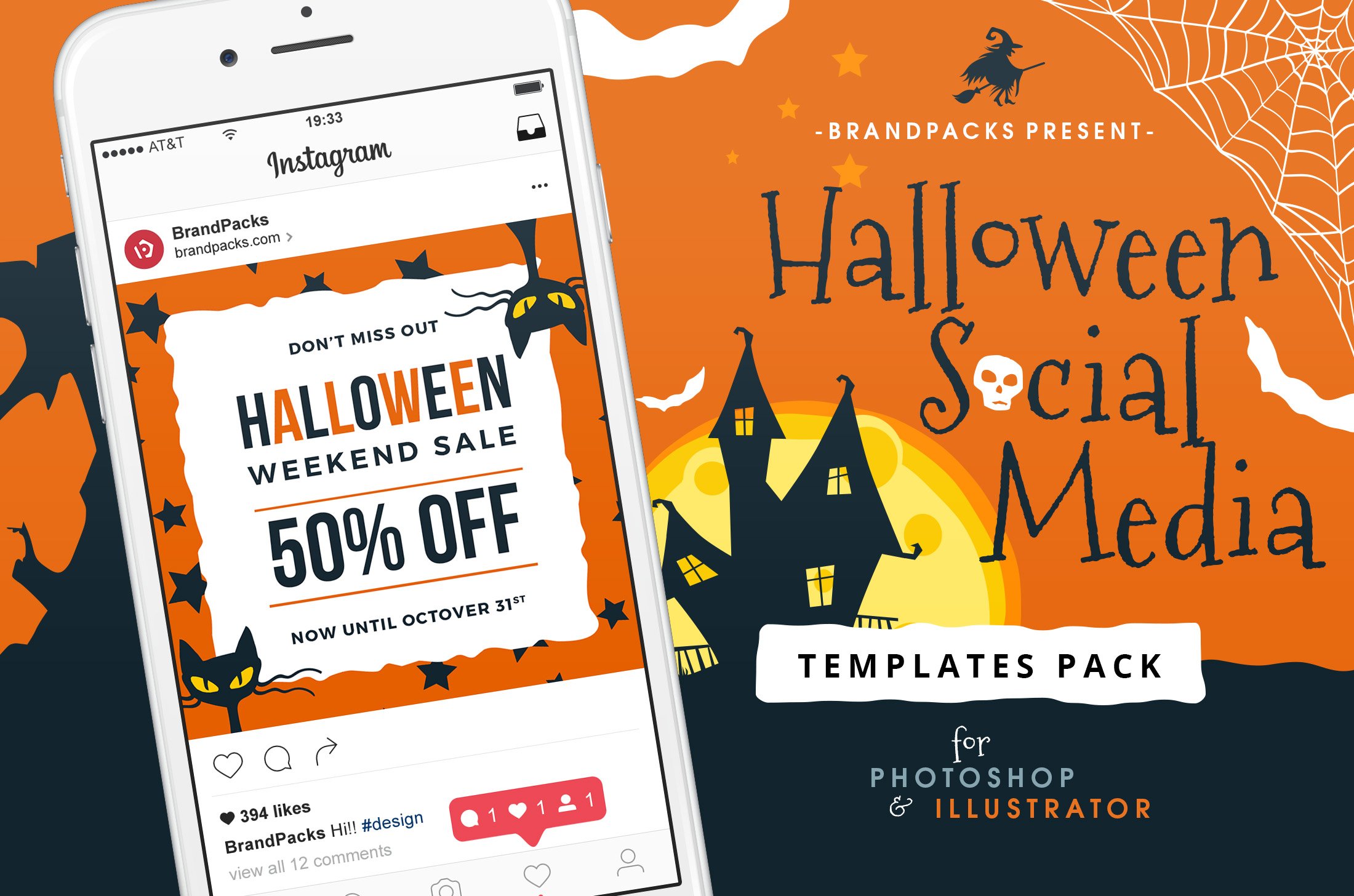 万圣节儿童服装电商营销PSD海报Instagram模板 Halloween Social Media Templates_img_2