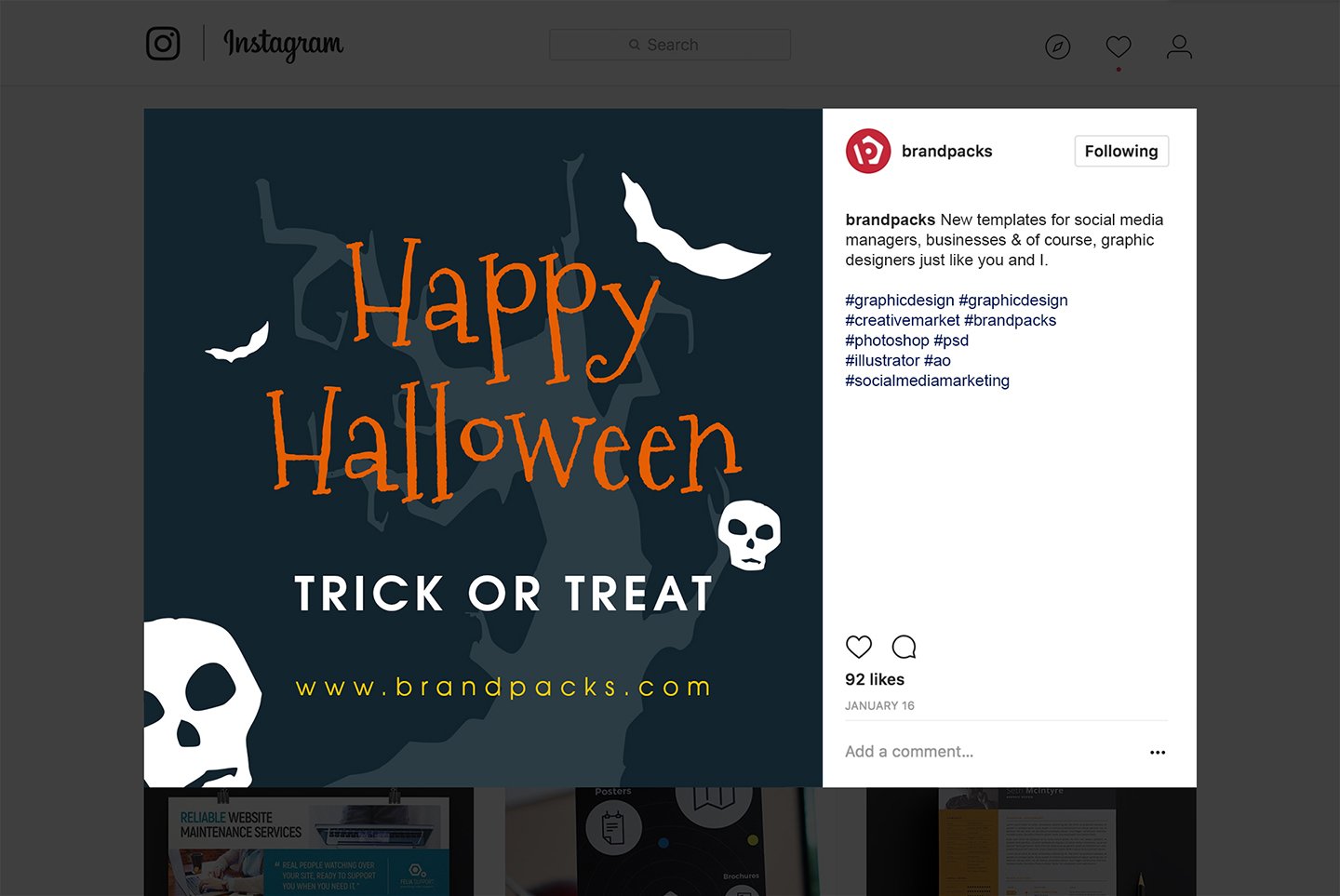 万圣节儿童服装电商营销PSD海报Instagram模板 Halloween Social Media Templates_img_2