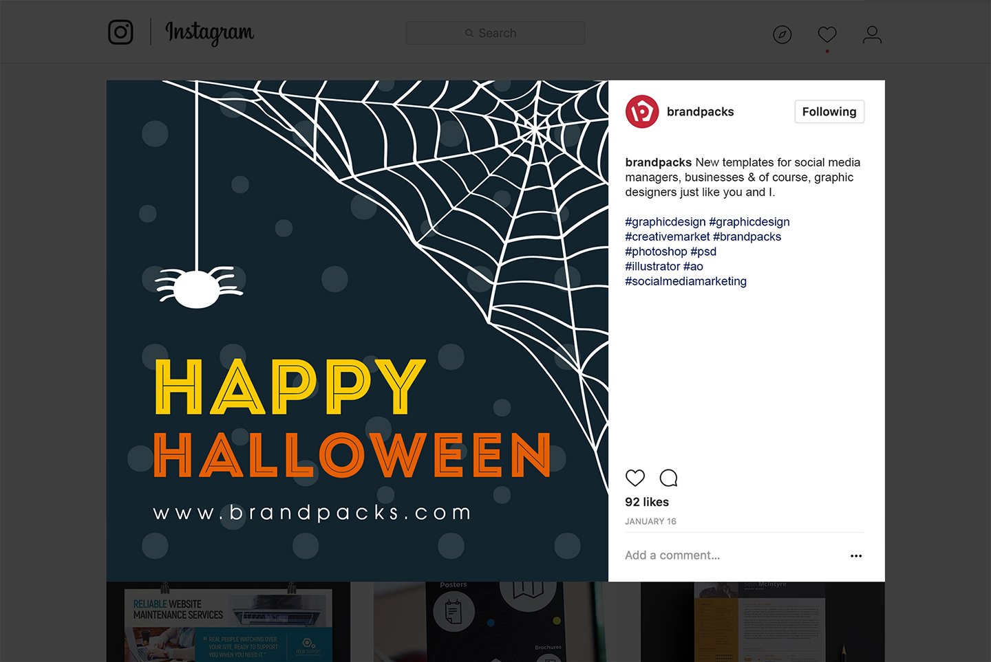 万圣节儿童服装电商营销PSD海报Instagram模板 Halloween Social Media Templates_img_2