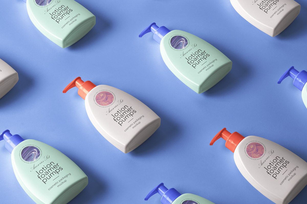 高端洗发水沐浴露化妆品护肤品包装样机 Lotion Pump Psd Cosmetic Mockup_img_2