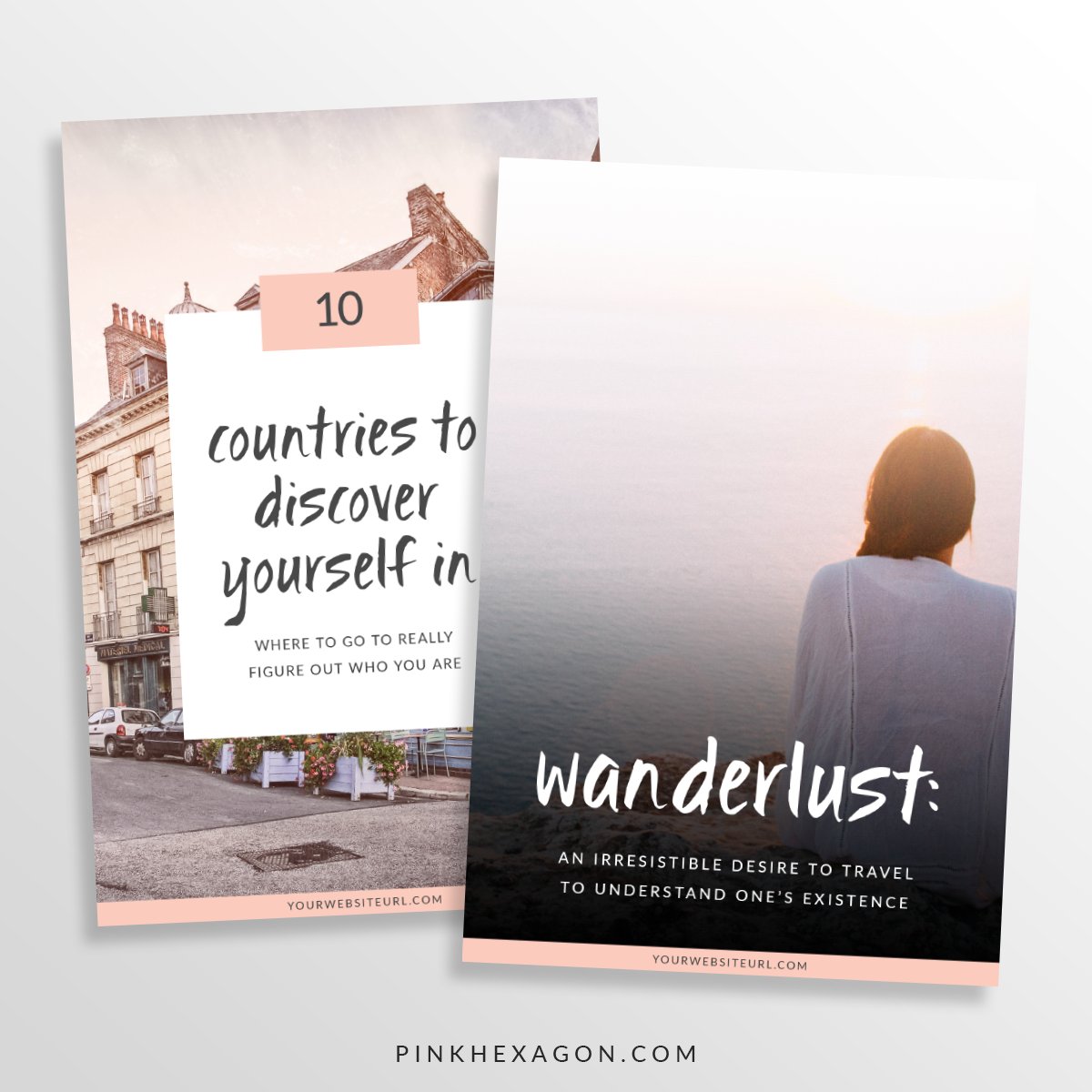 女性旅游摄影照片展示PSD海报Instagram模板 Wanderlust 10 Social Media Templates_img_2